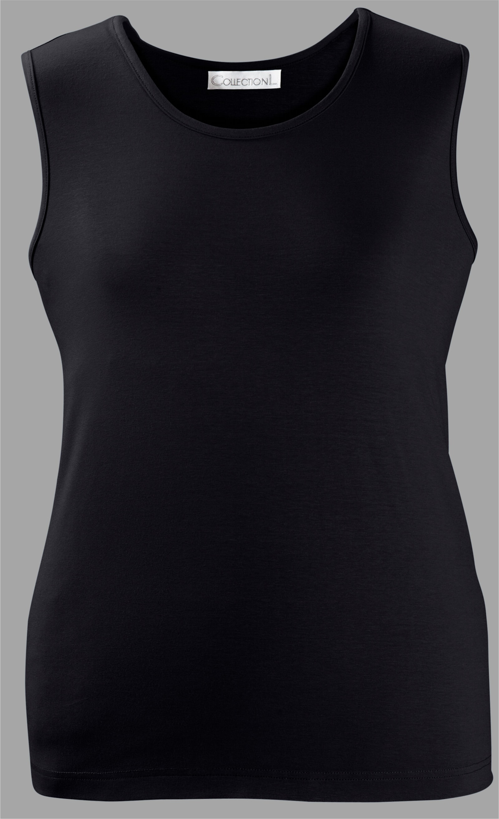 Top met ronde hals - zwart