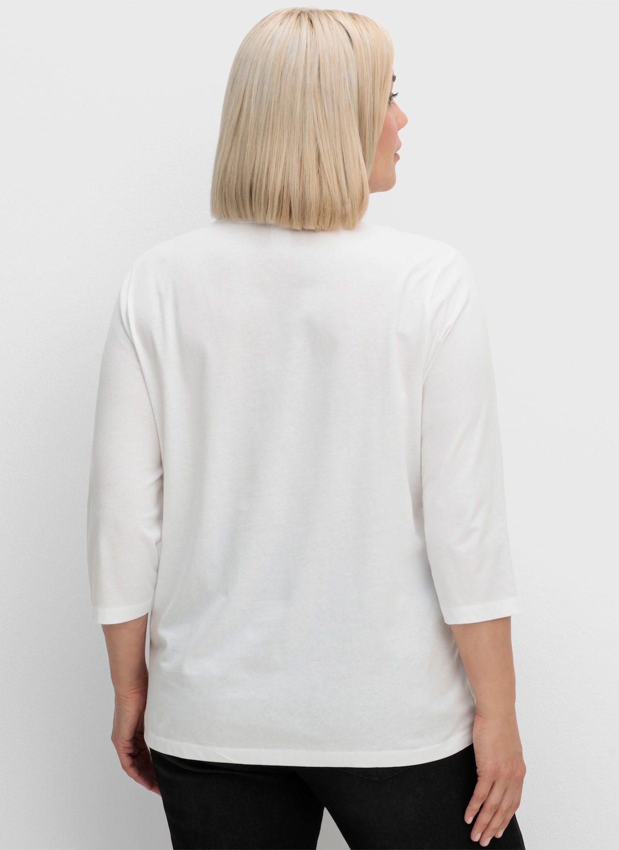 3/4-Arm-Shirt mit Herz-Motiv - ecru-schwarz