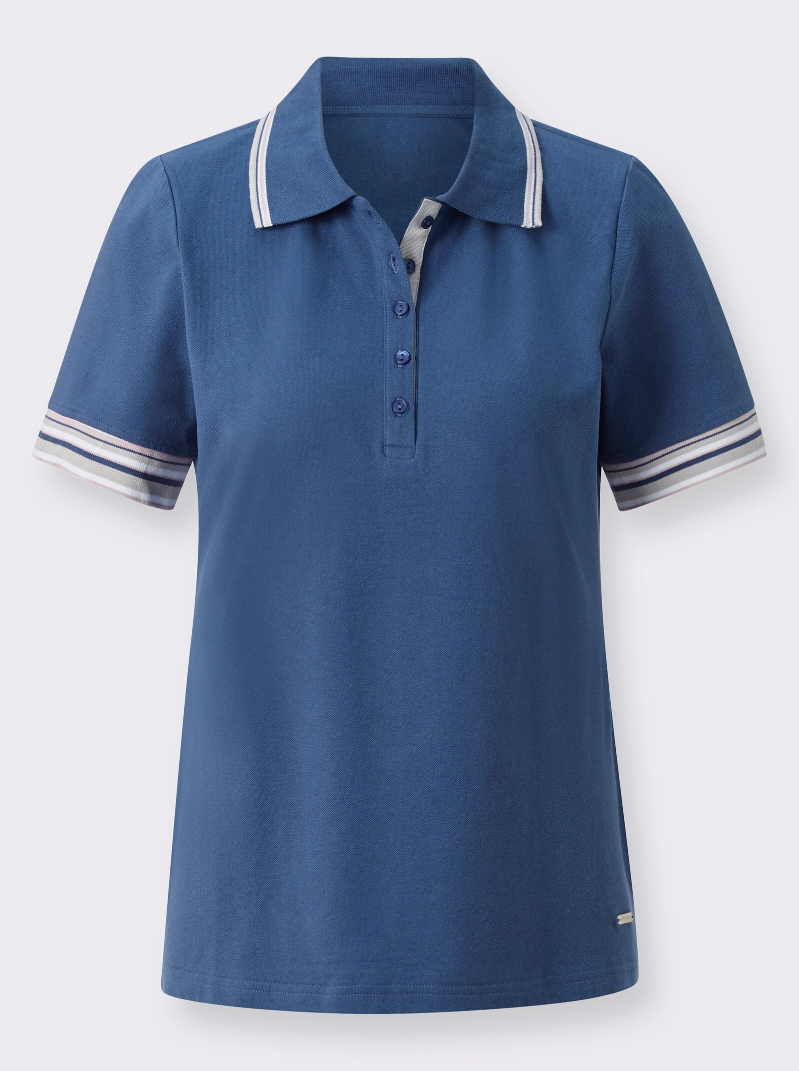 Poloshirt in Pikee-Qualität - jeansblau