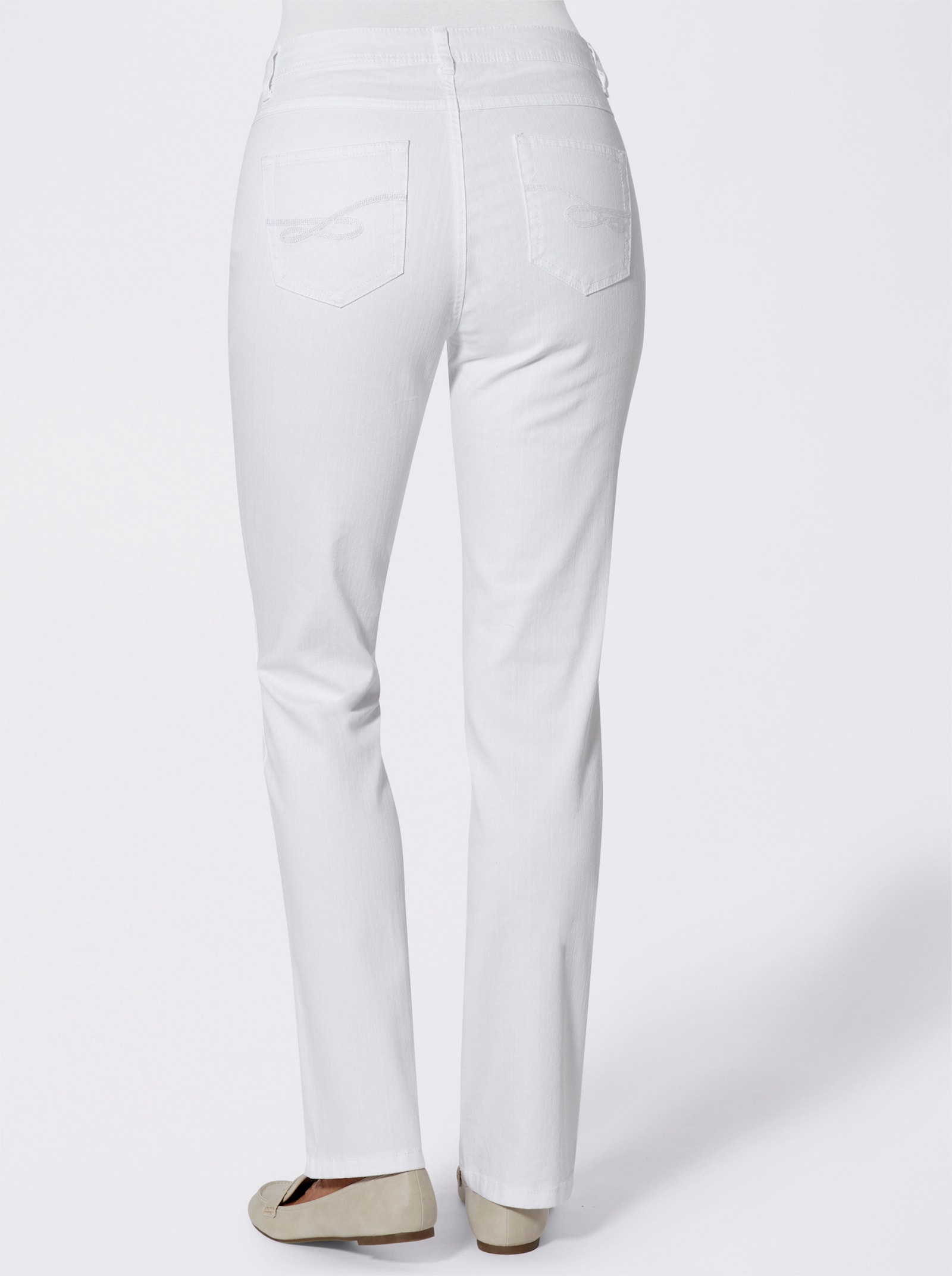 Jeans met geborduurde achterzakken - wit