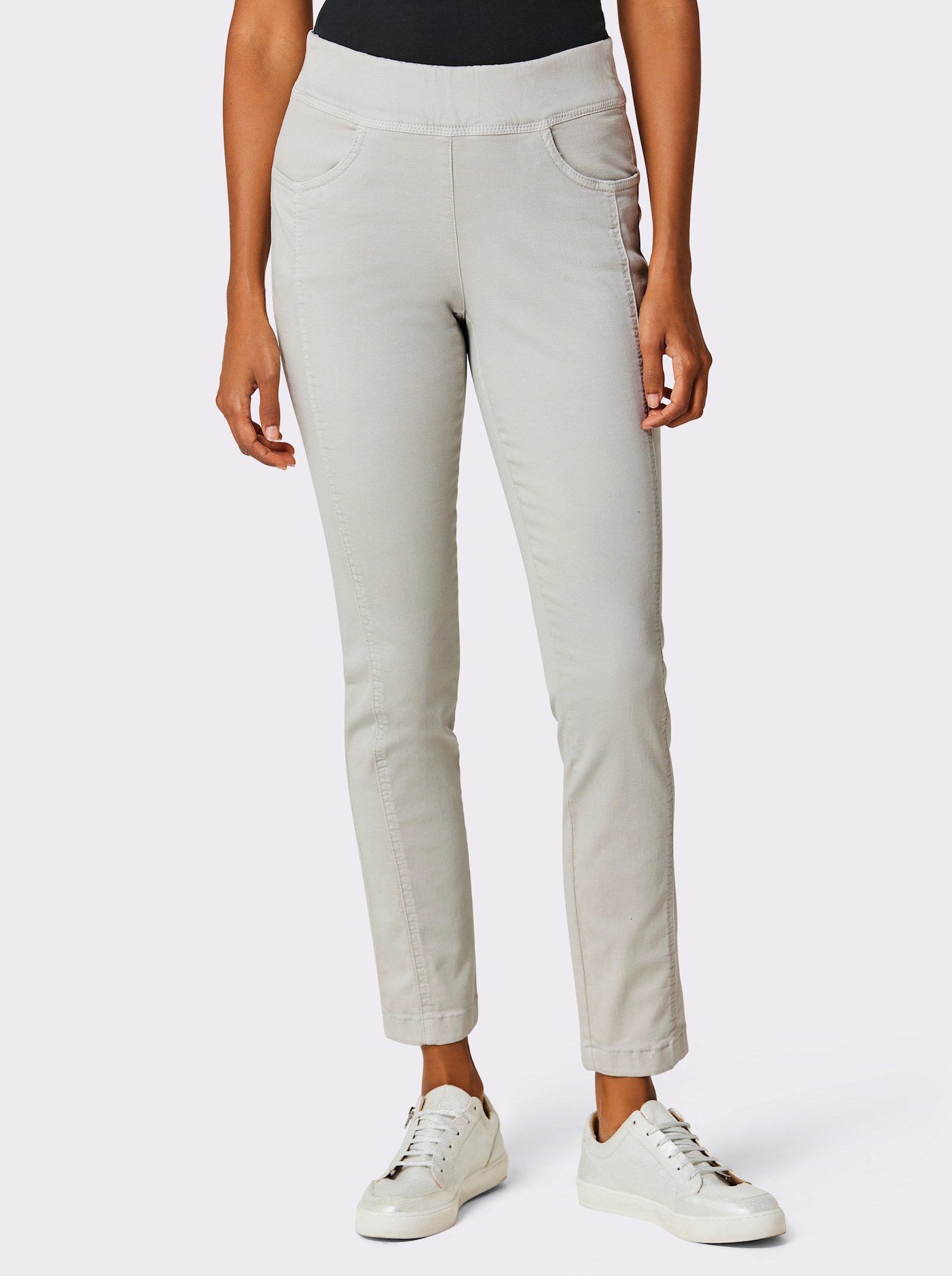 Ascari Schlupfjeans mit Längsnähten - hellgrau