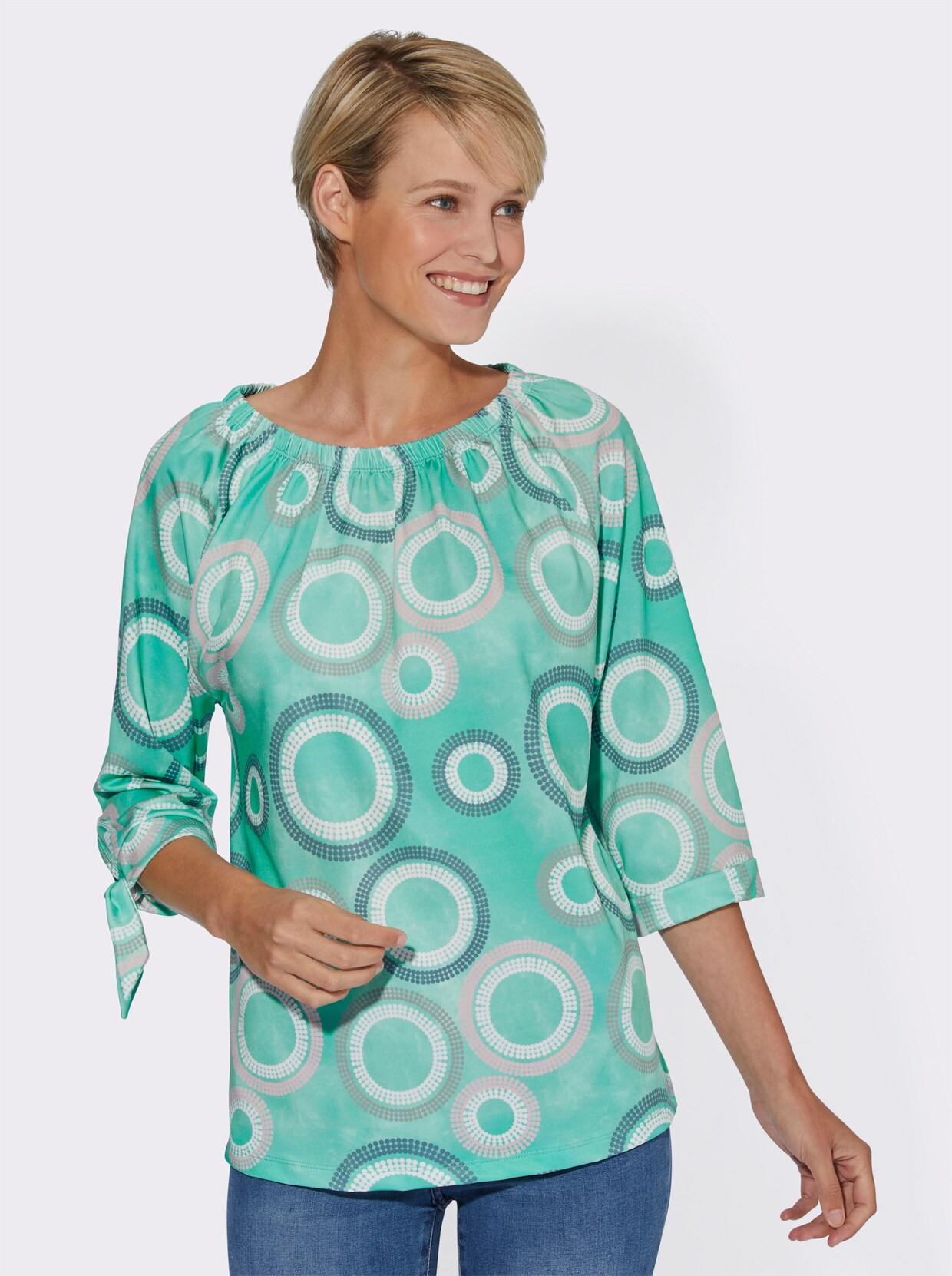 Tuniekshirt - blauwgroen bedrukt