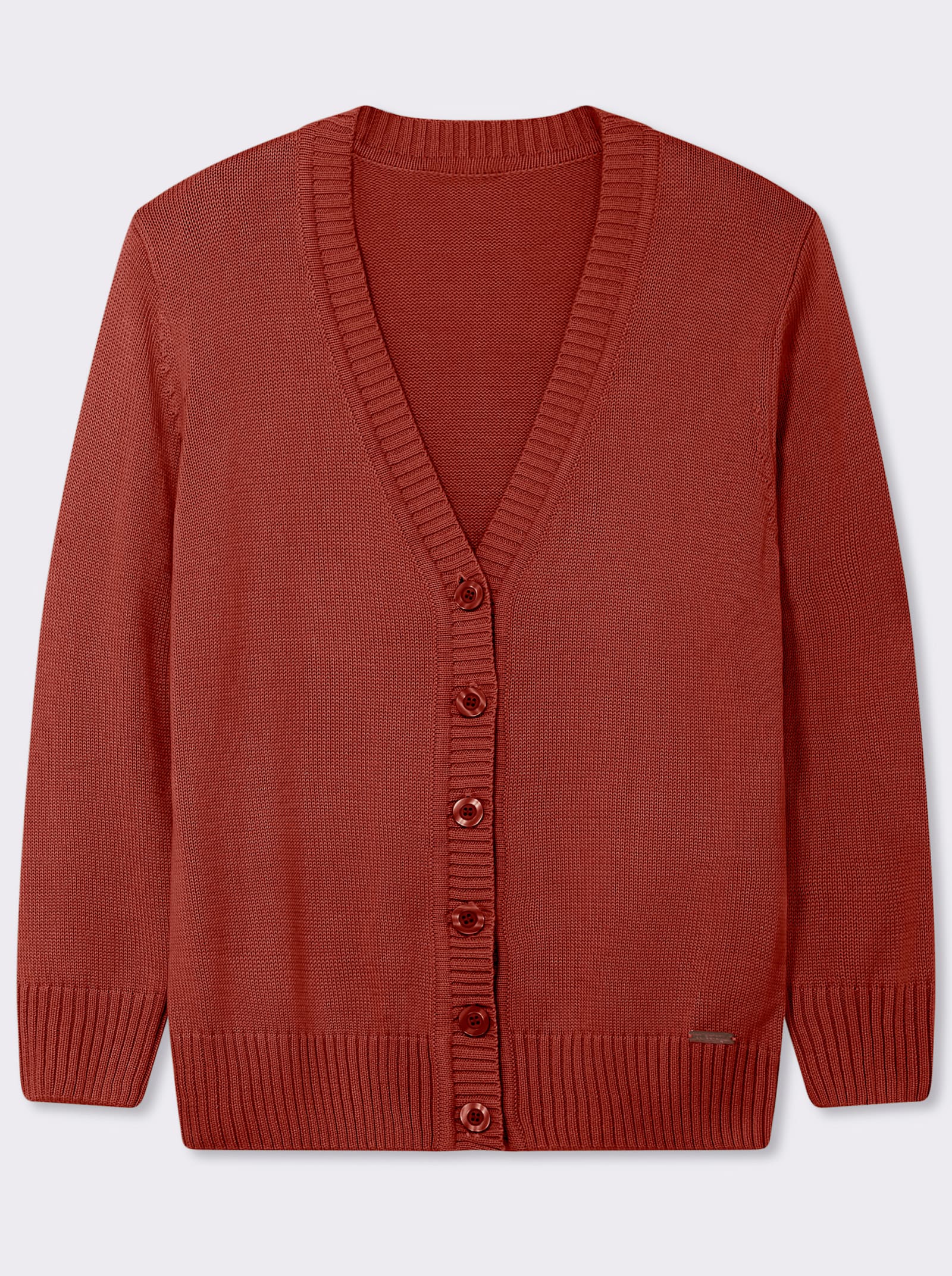 Strickjacke mit farblich abgestimmten Knöpfen - rostrot