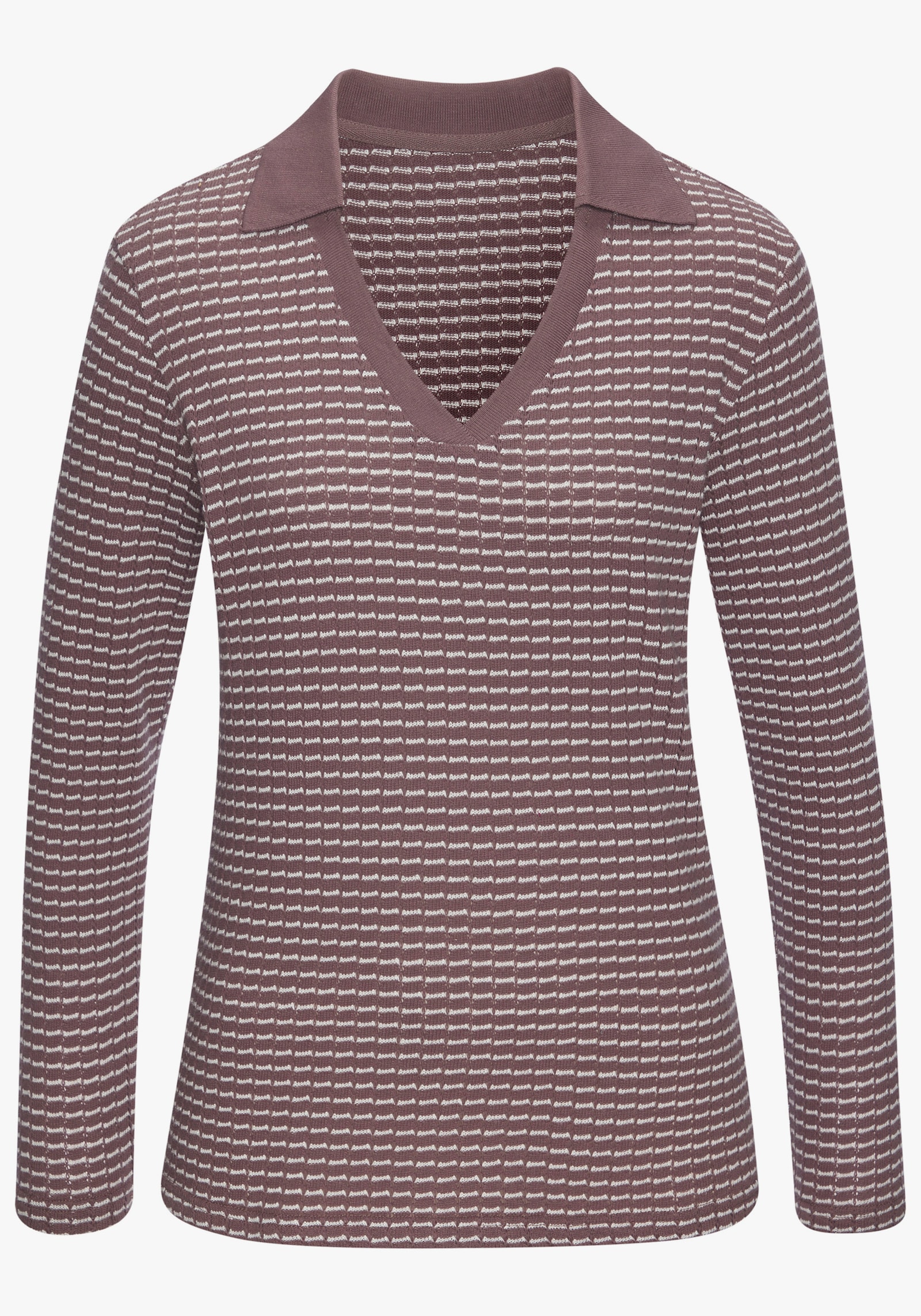 Vivance Langarm-Poloshirt - taupe-creme