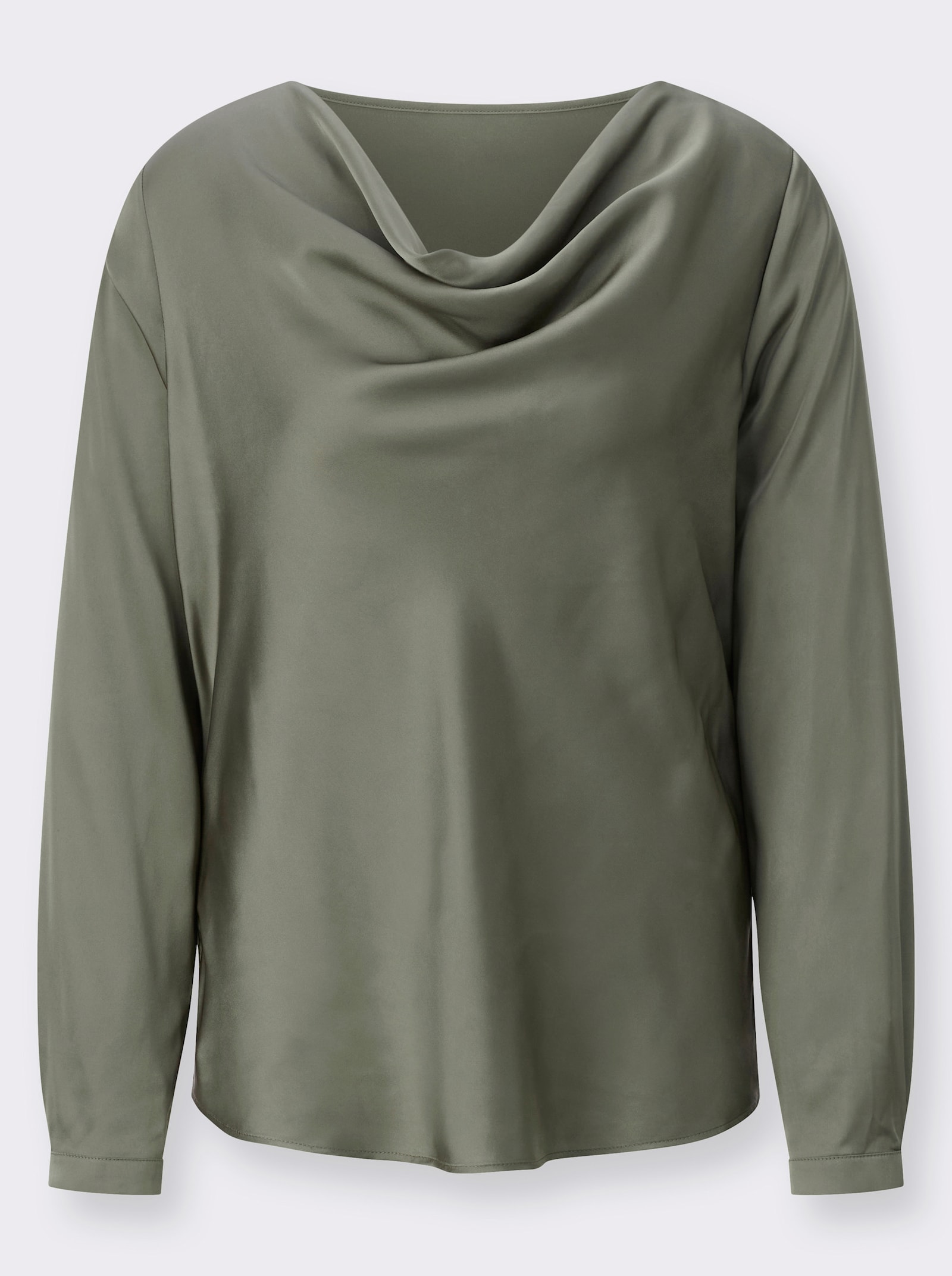 Satinbluse mit edlem, mattem Schimmer - khaki