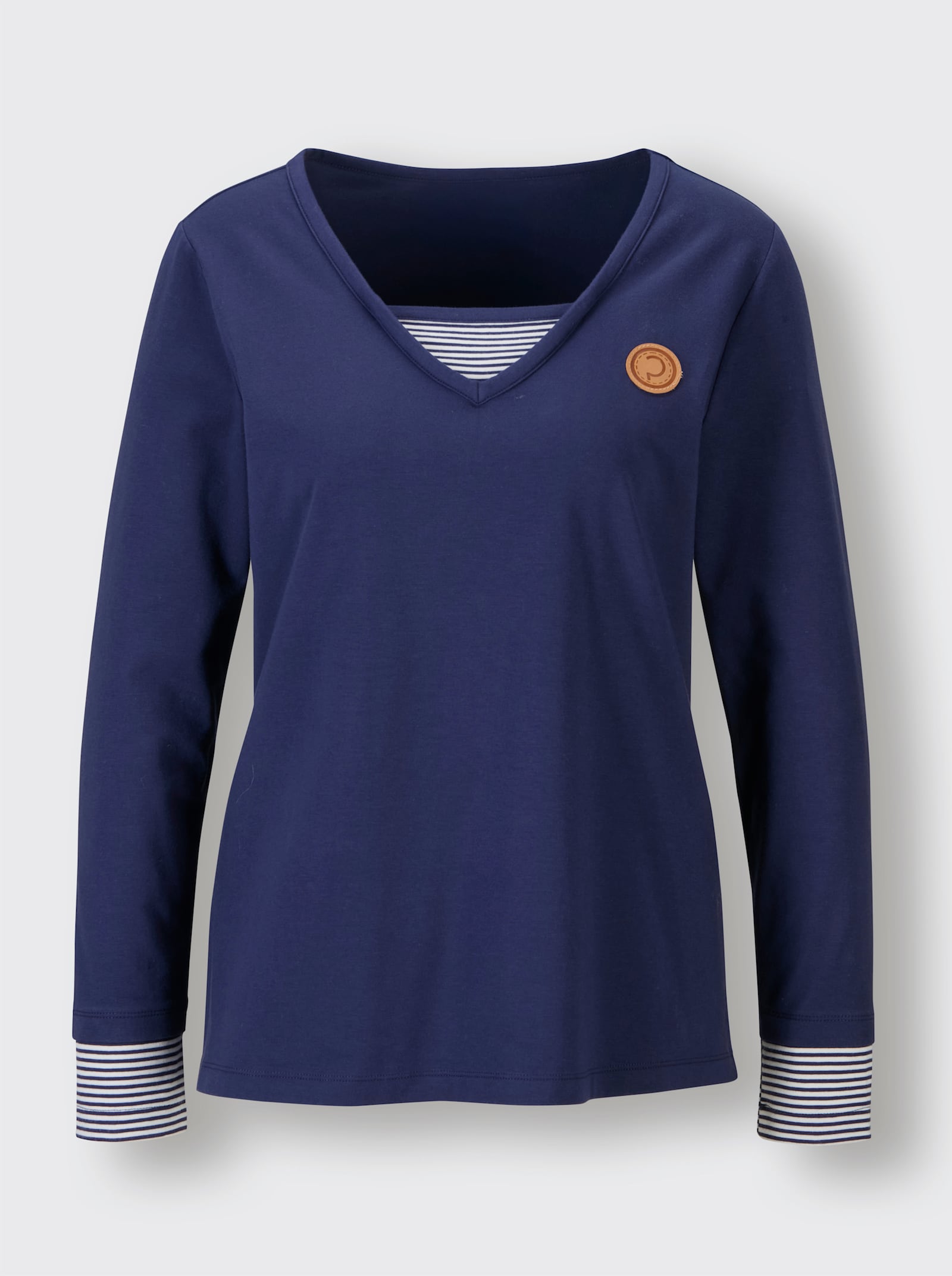 CREATION L PREMIUM Langarmshirt im Lagen-Look - marine