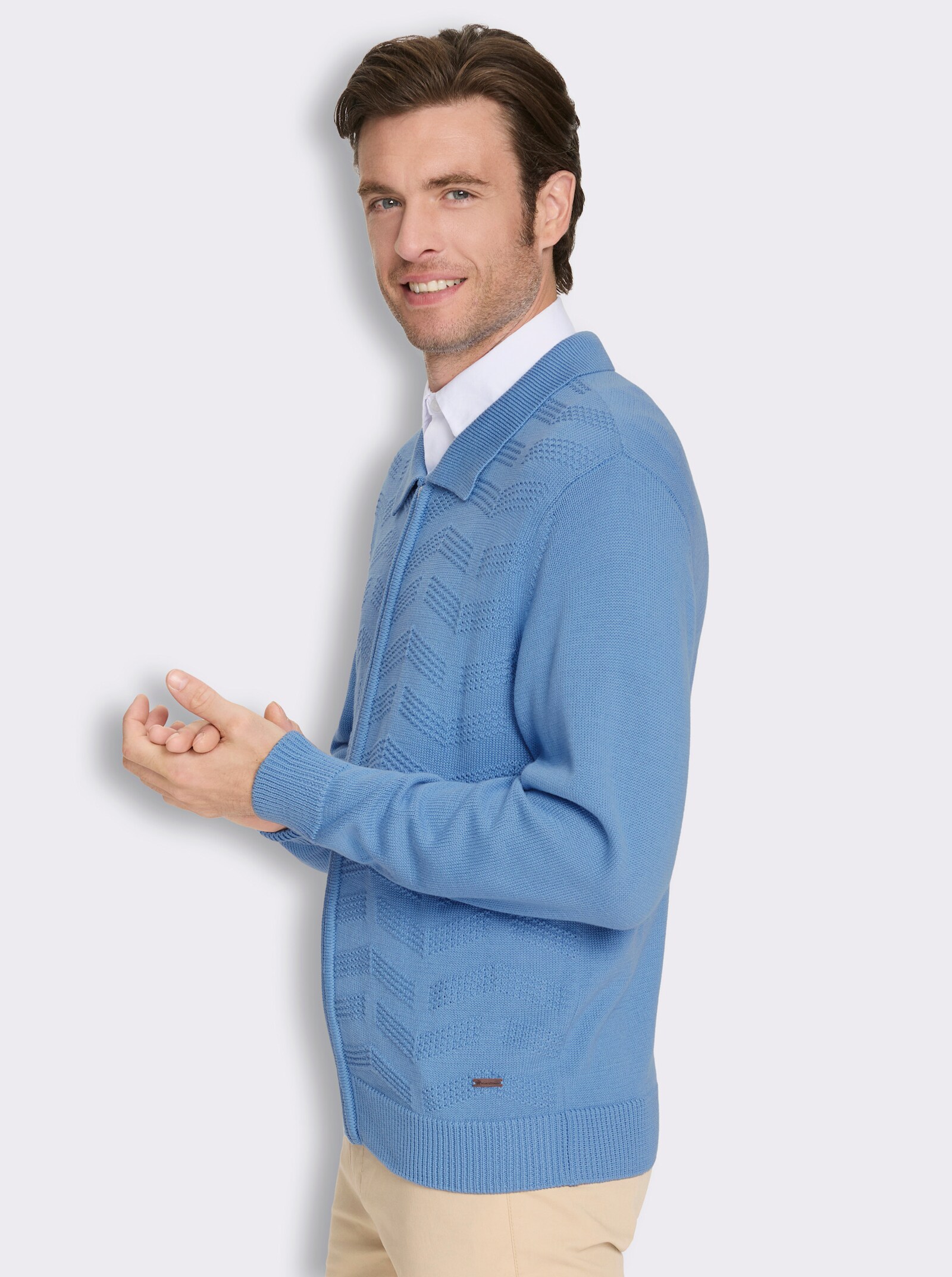 Marco Donati Strickjacke mit Reißverschluss - himmelblau