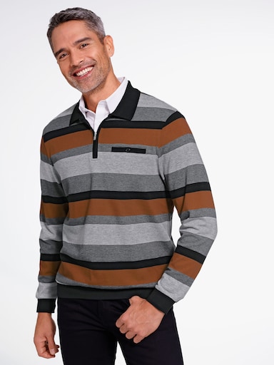 Sweatshirt in streepjesdessin - zwart/cognac gestreept