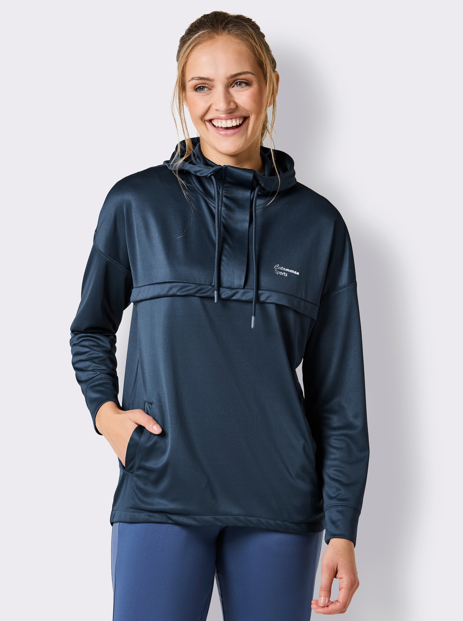 Catamaran Sports Vrijetijdsshirt met blinde ritssluiting - donkerblauw