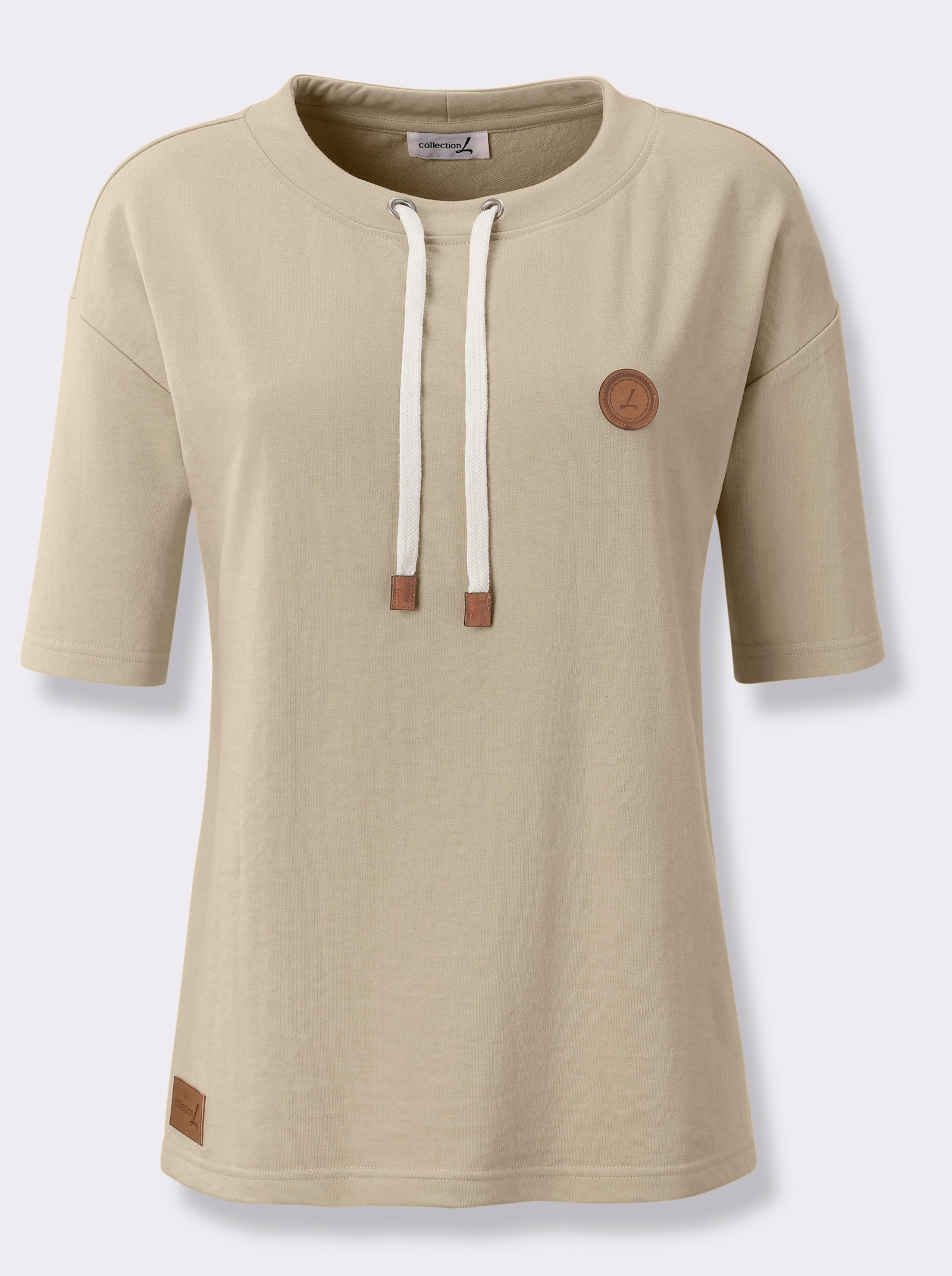 Sweatshirt mit überschnittenen Schultern - beige