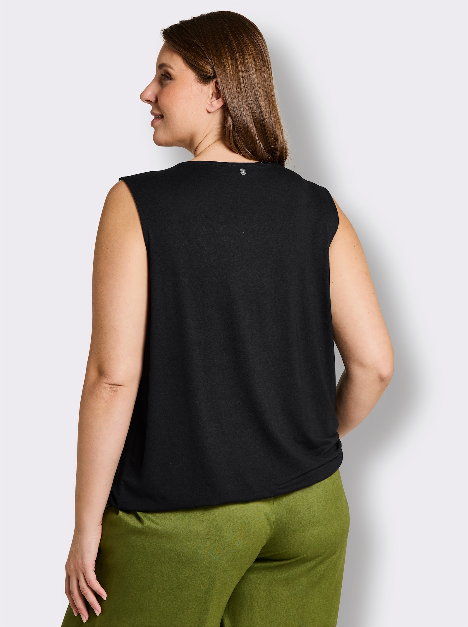 sheego Wickeltop mit Gummibund - schwarz