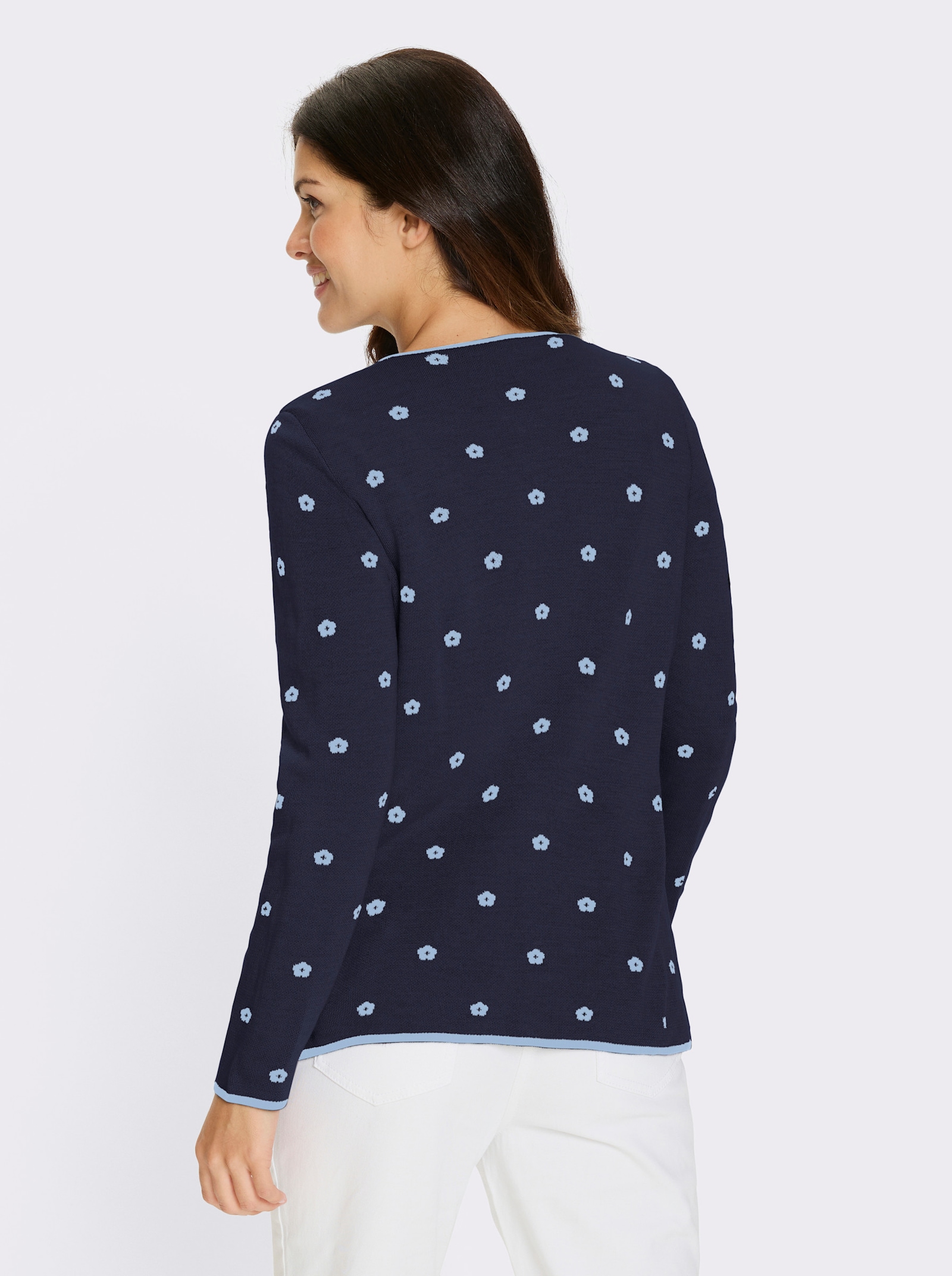 Kardigán, žakár, tradičný štýl - belasá-námornícka modrá