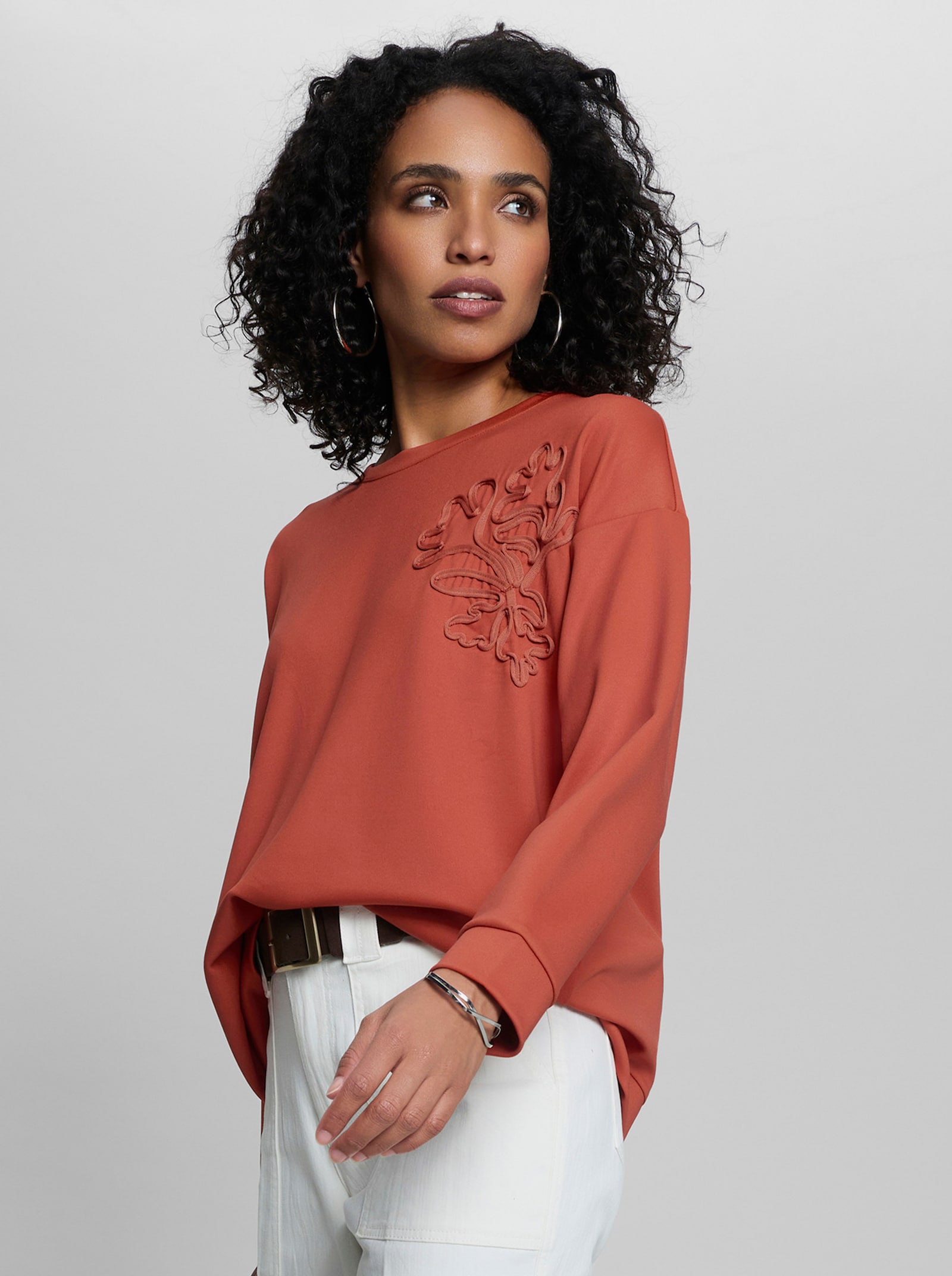 heine Sweatshirt mit Applikation - terra