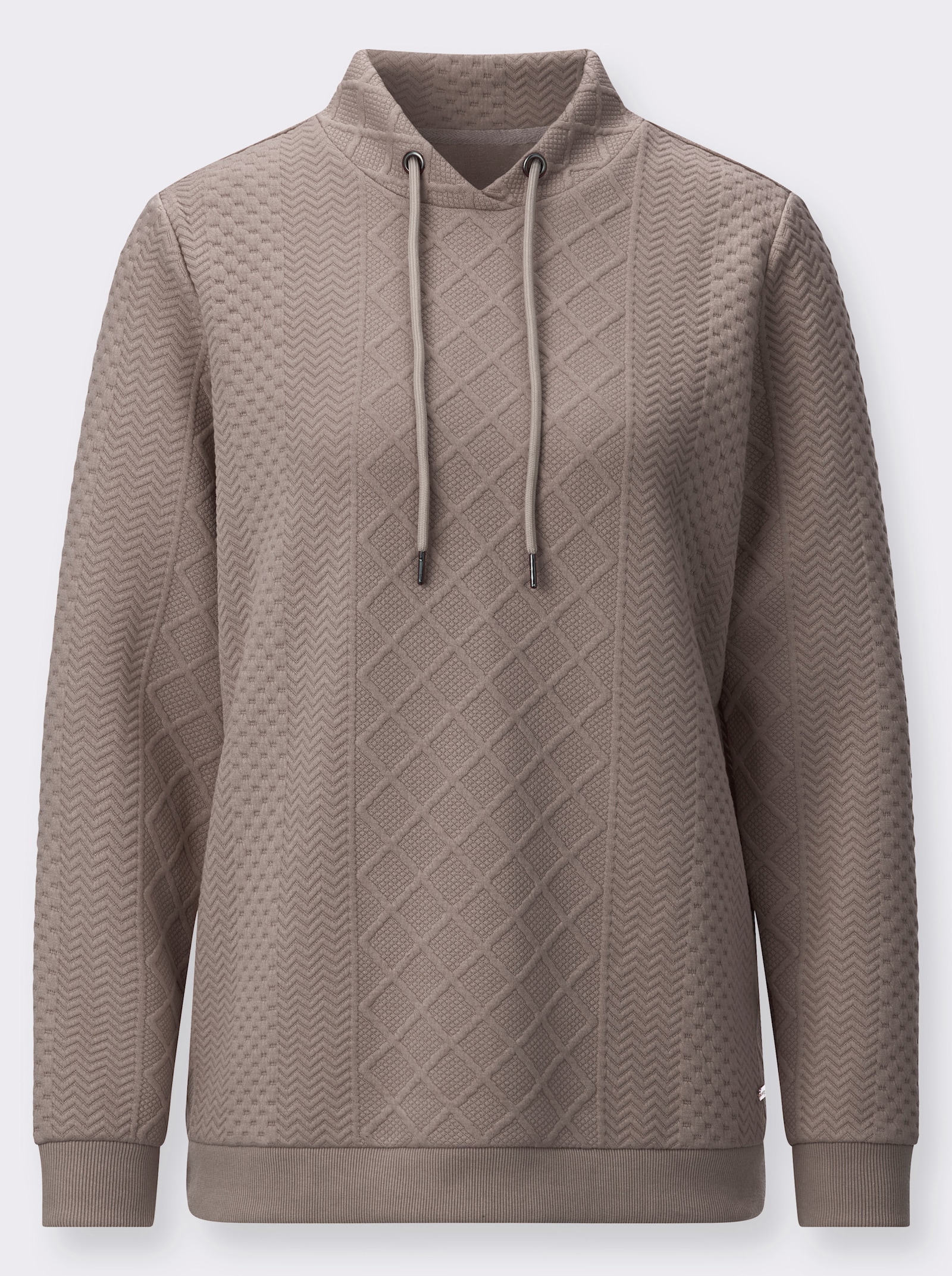 Sweatshirt mit überlappendem Stehkragen - taupe
