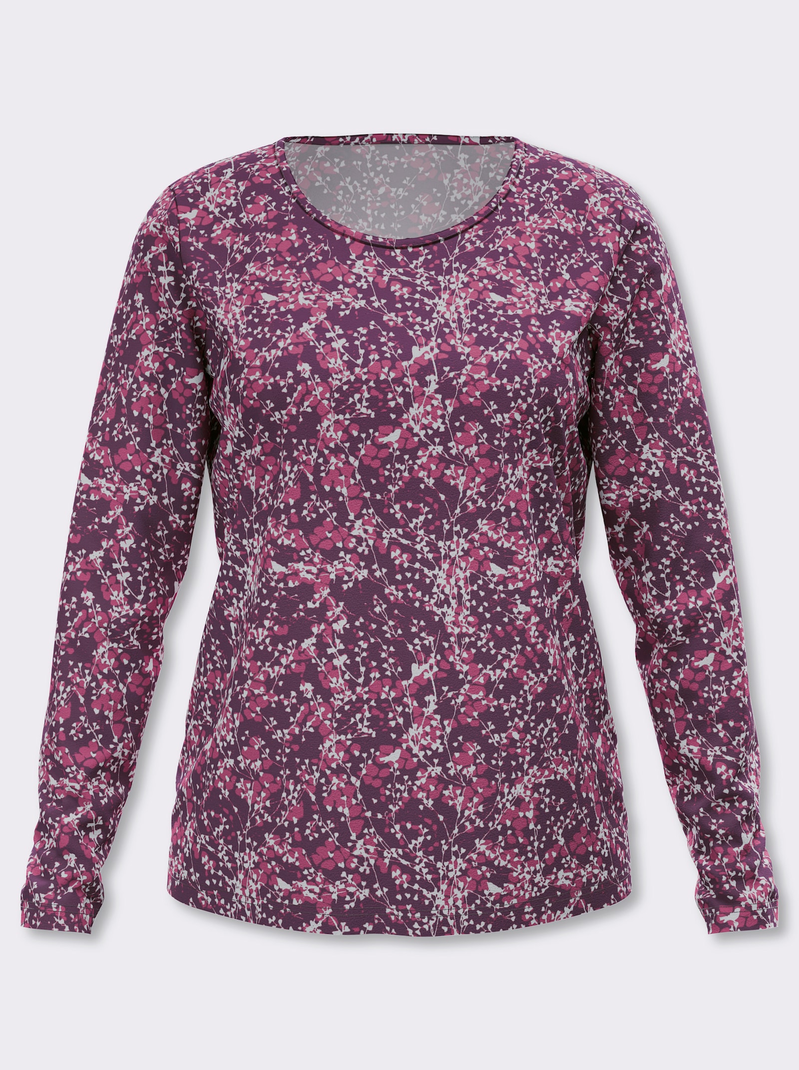 Langarmshirt mit Millefleur-Druck - traube-ecru-bedruckt