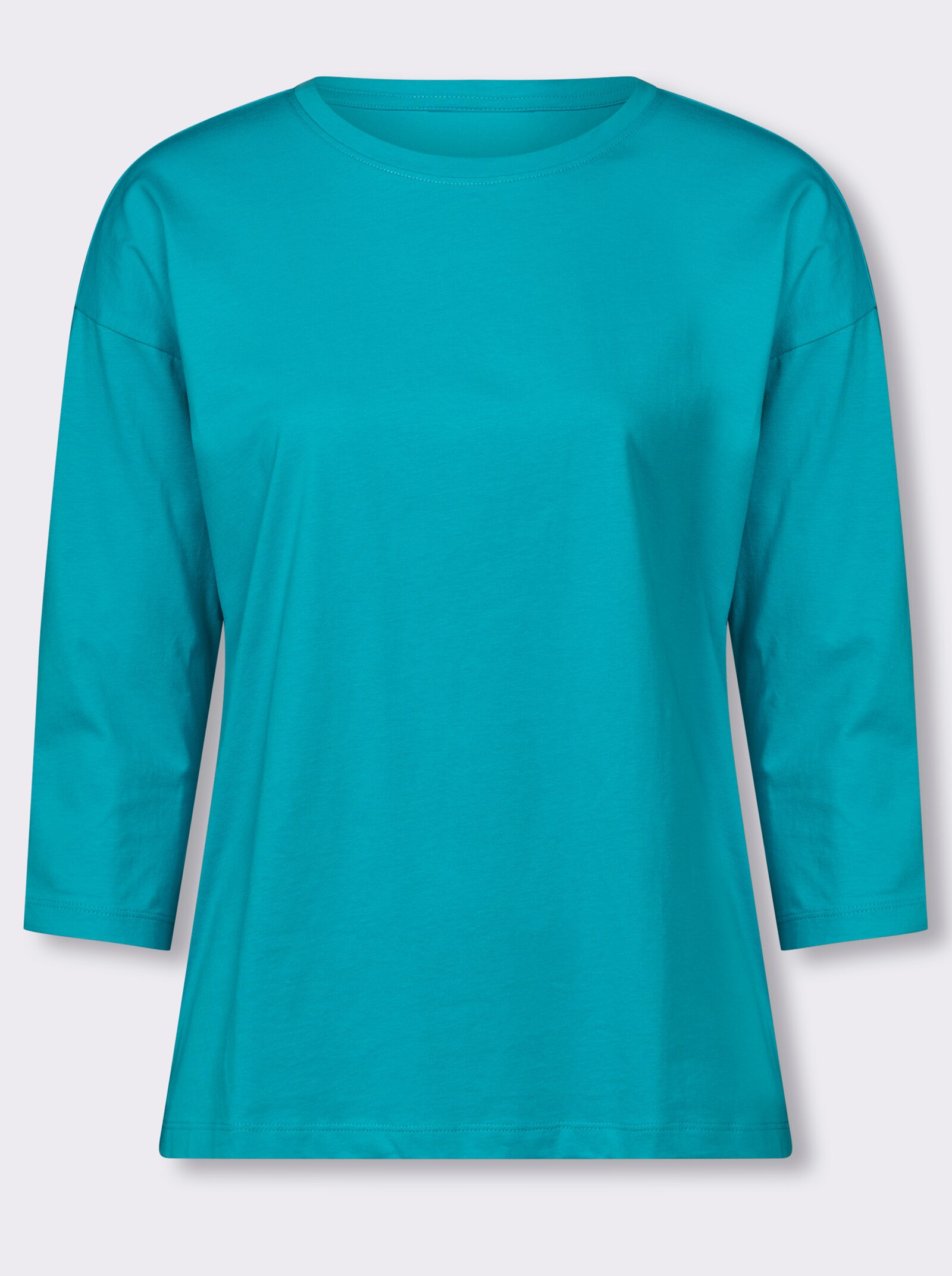 3/4-Arm-Shirt in Baumwoll-Qualität - türkis