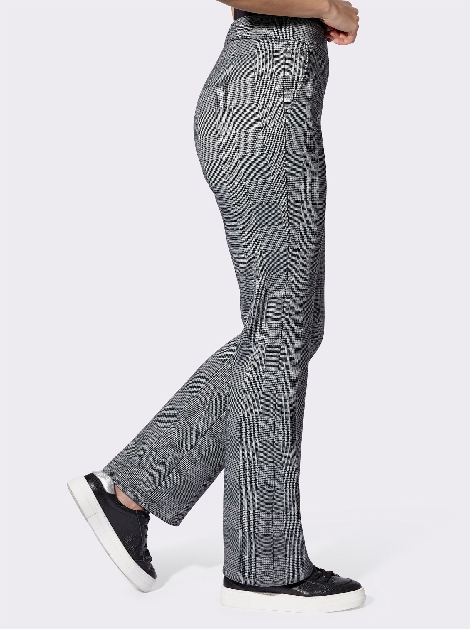 heine Jerseyhose mit Schlupfbund - schwarz-ecru-kariert