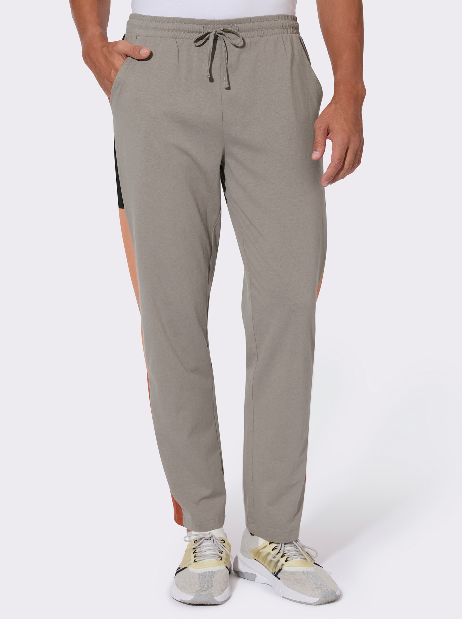 Freizeithose mit Galonstreifen - grau
