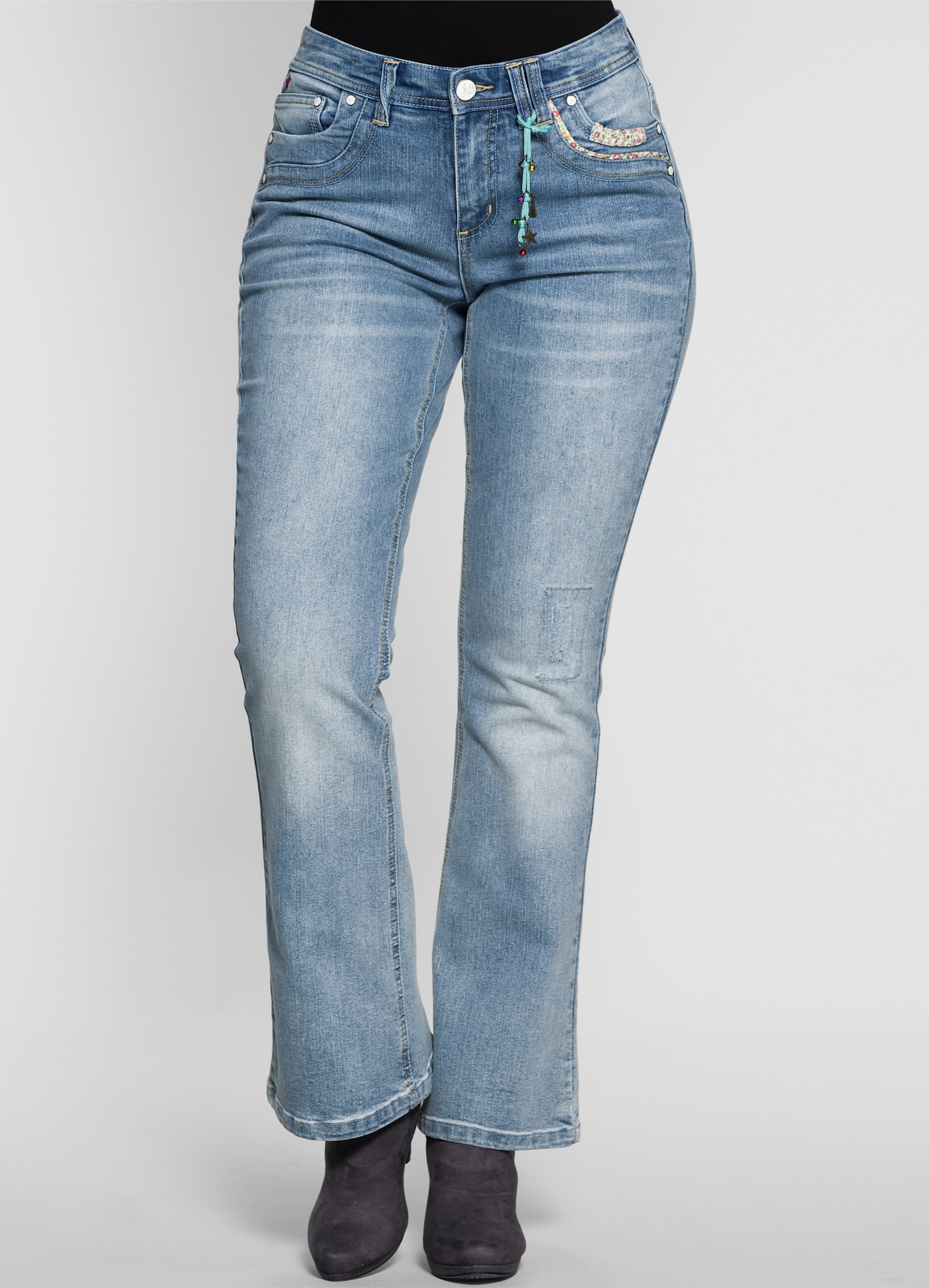 sheego by Joe Browns Bootcut jeans in used-look - light blue-denim