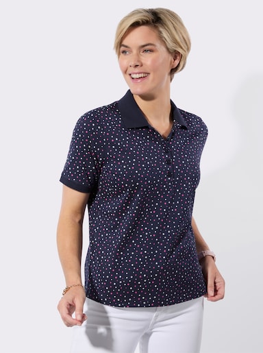 Poloshirt - marine-fuchsia-getupft