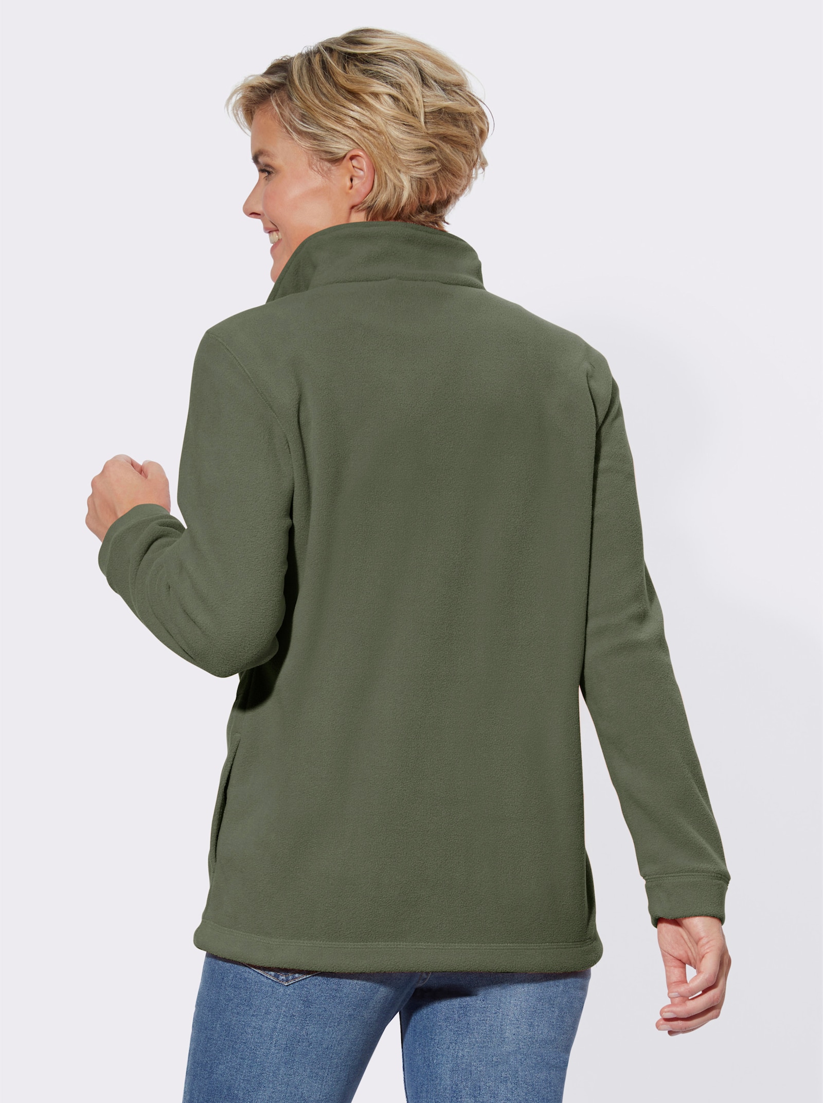 Fleecejacke Kordeldurchzug am Saum - grün