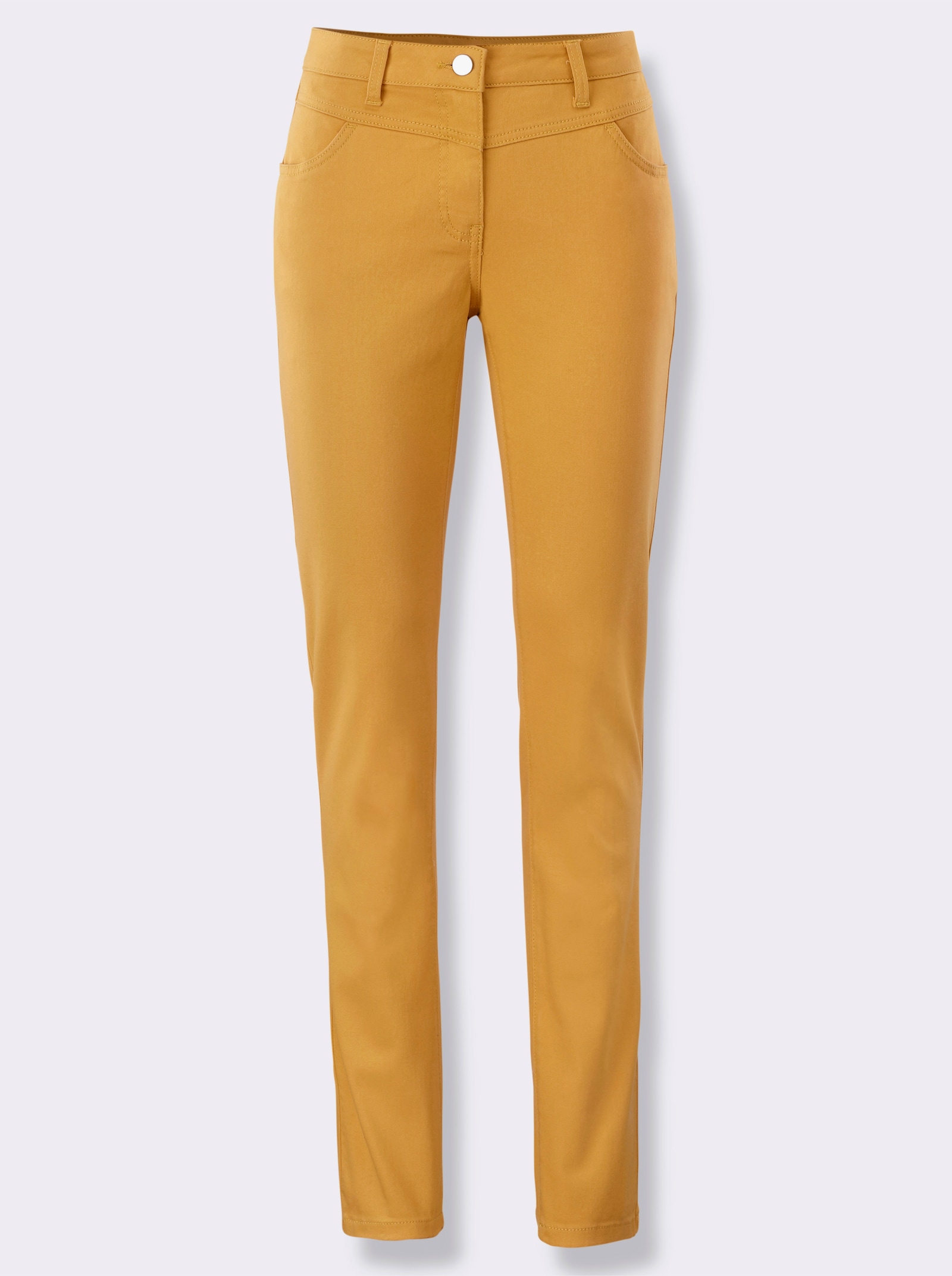 Stretch-Hose mit Passformsattel vorne und hinten - ocker