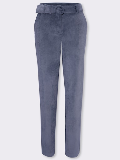 Ribcordbroek - duivenblauw