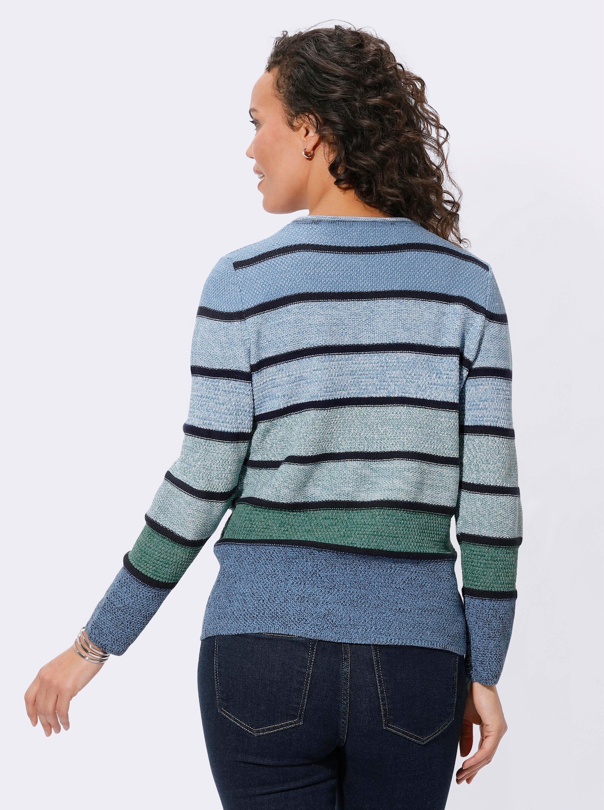 Pullover - middenblauw/groen gestreept