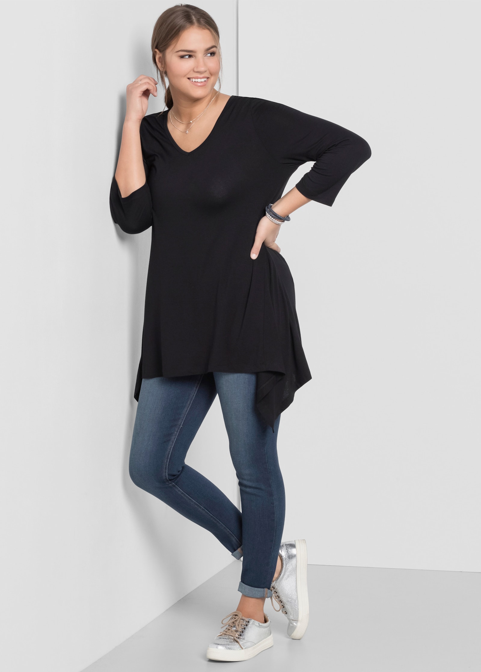 sheego Jegging van power-stretch-materiaal - dark blue denim