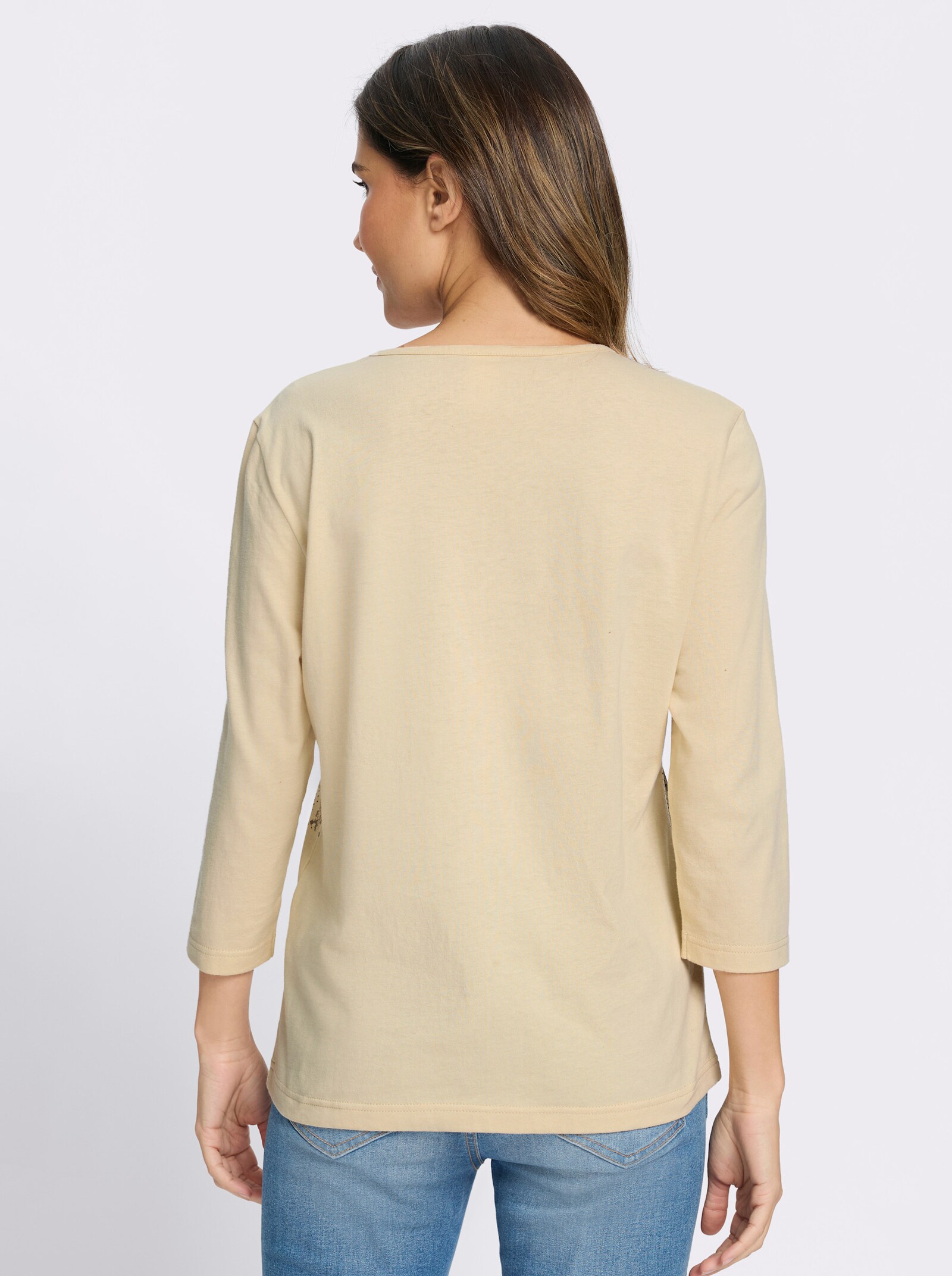 3/4-Arm-Shirt mit Lettering-Druck - sand-burgund-bedruckt