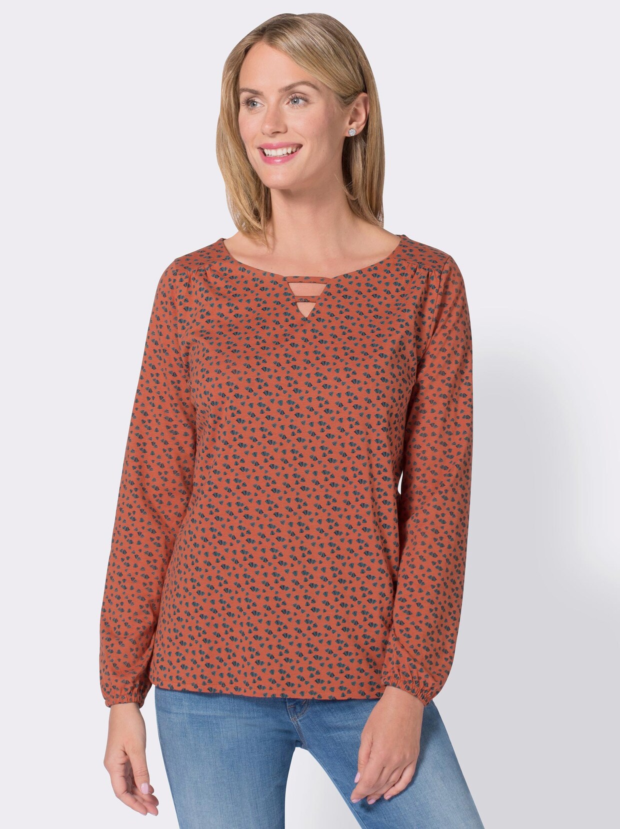 Shirt met print - roest/marine bedrukt
