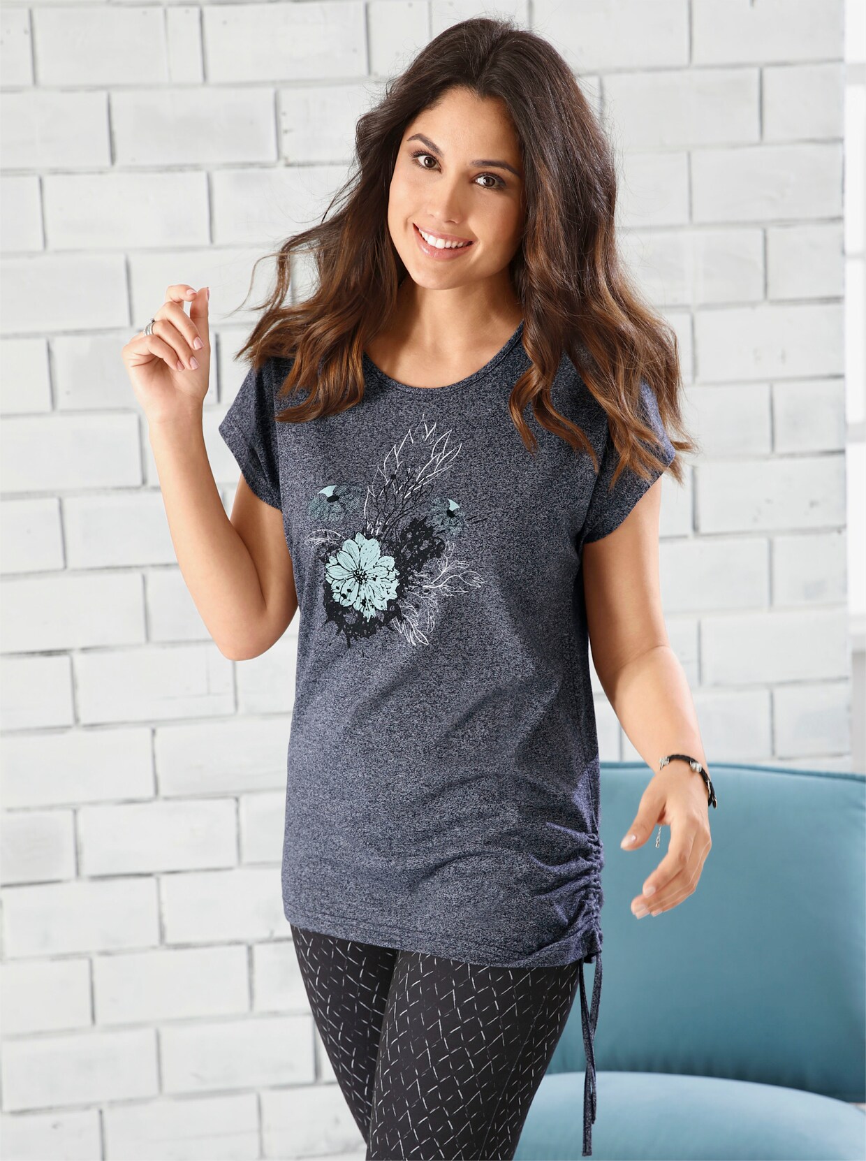 Shirt - blauw gemêleerd