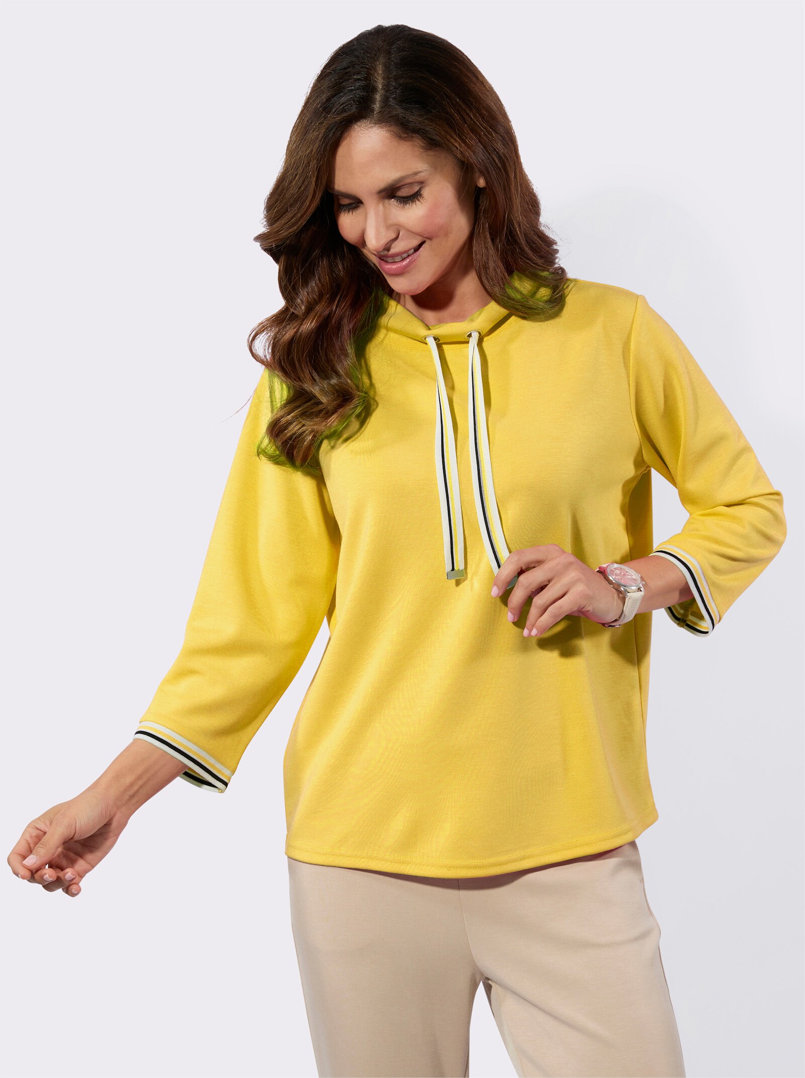 Stehkragenshirt in Super-Soft-Qualität - sonnengelb