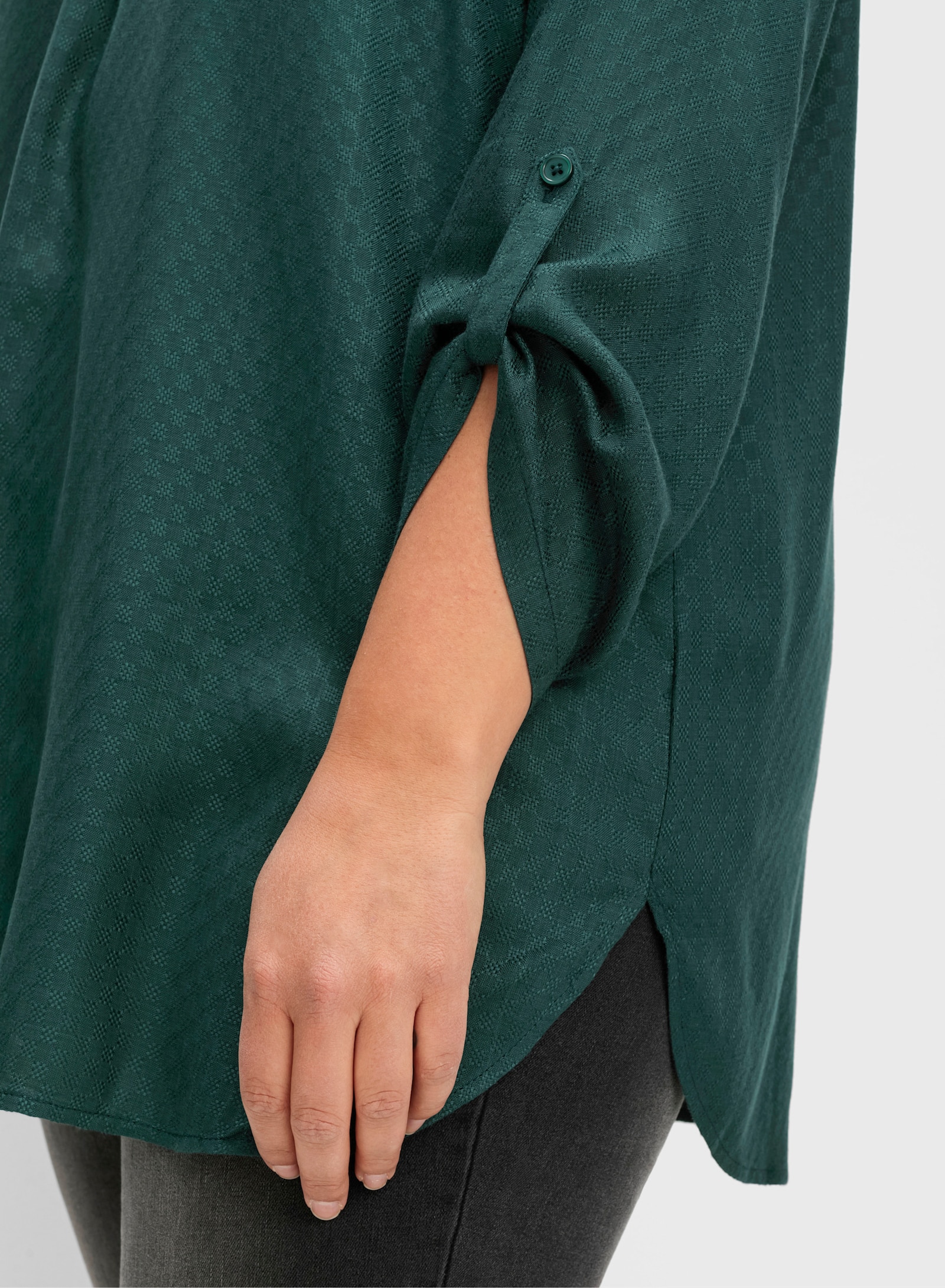 sheego Tunika mit dekorativer Falte - tiefgrün