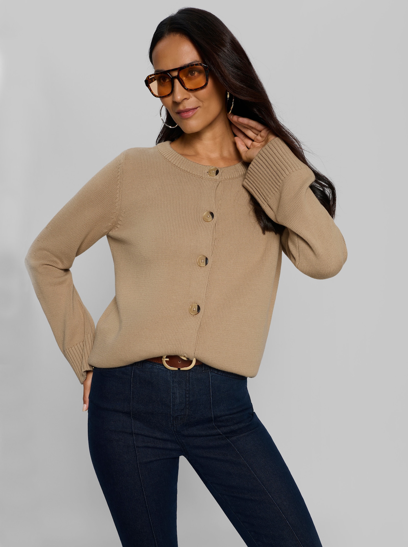 heine Strickjacke in Kurzform - beige