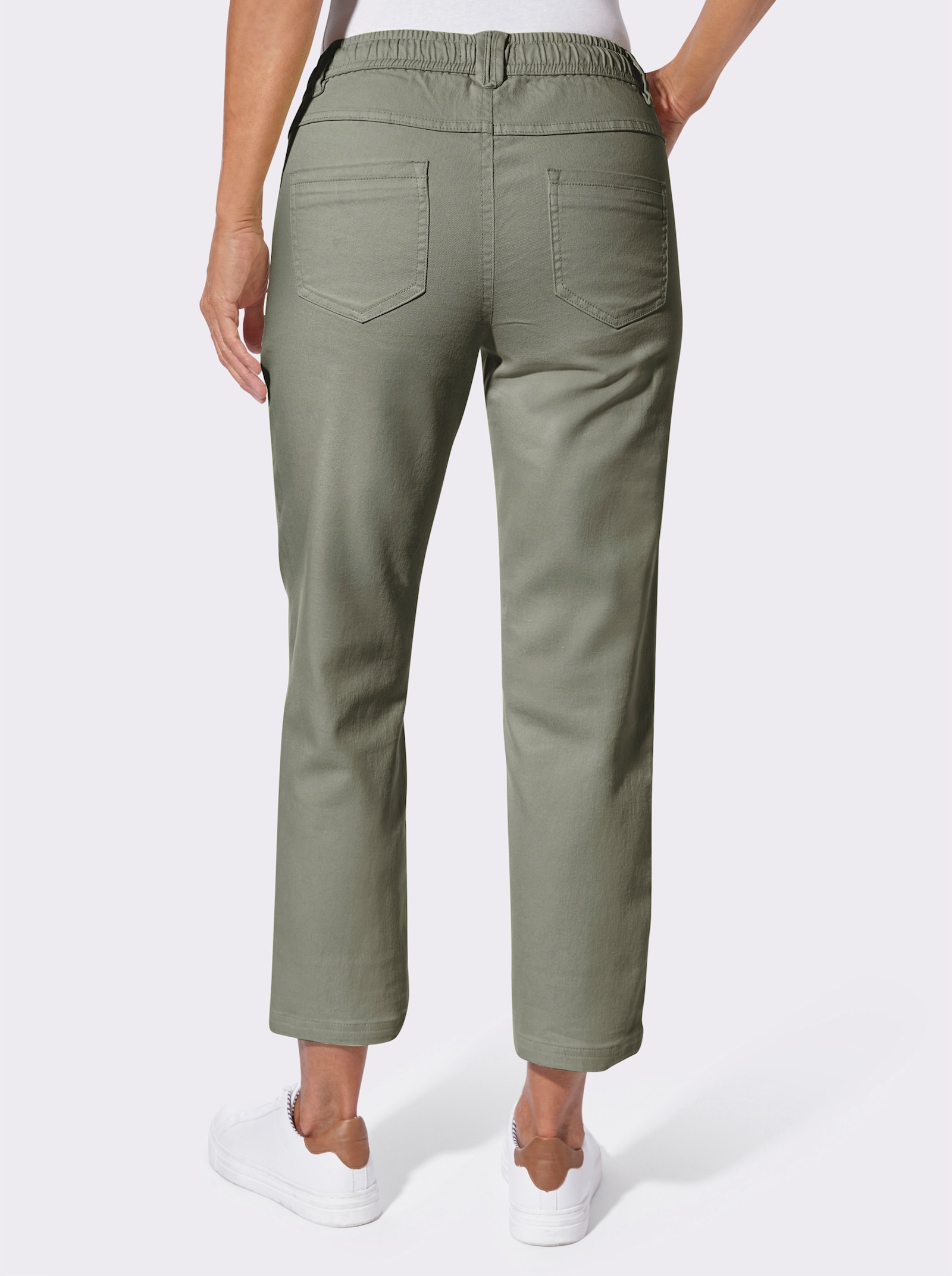 7/8-Jeans mit bequemem Schlupfbund - khaki