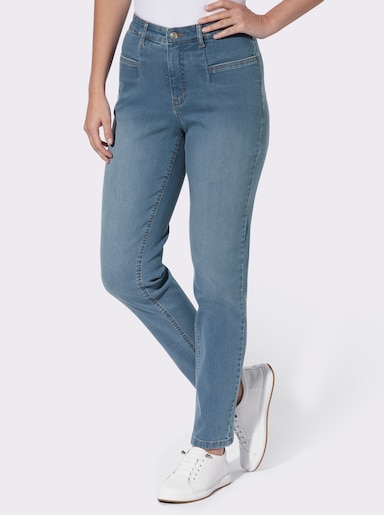 High-waist-Jeans im 4-Pocket-Stil - blue-bleached