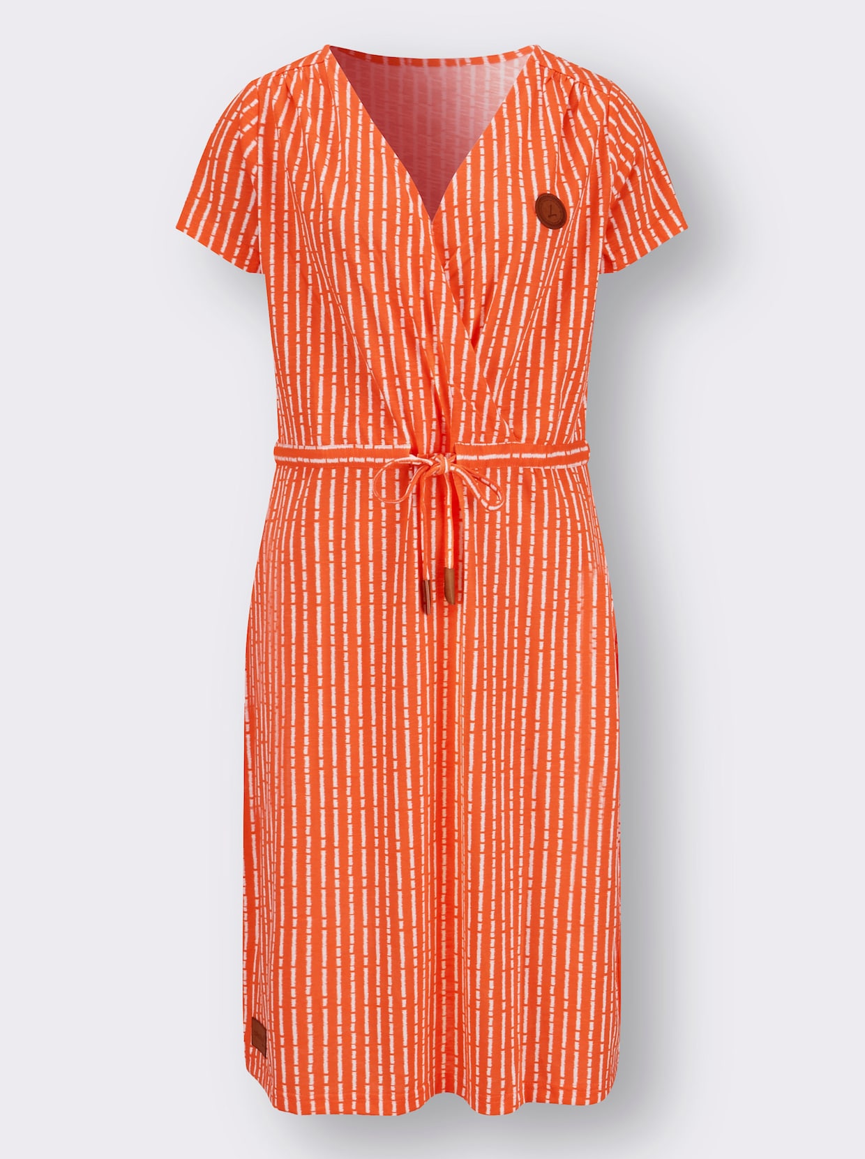 Jersey-Kleid - orange-ecru