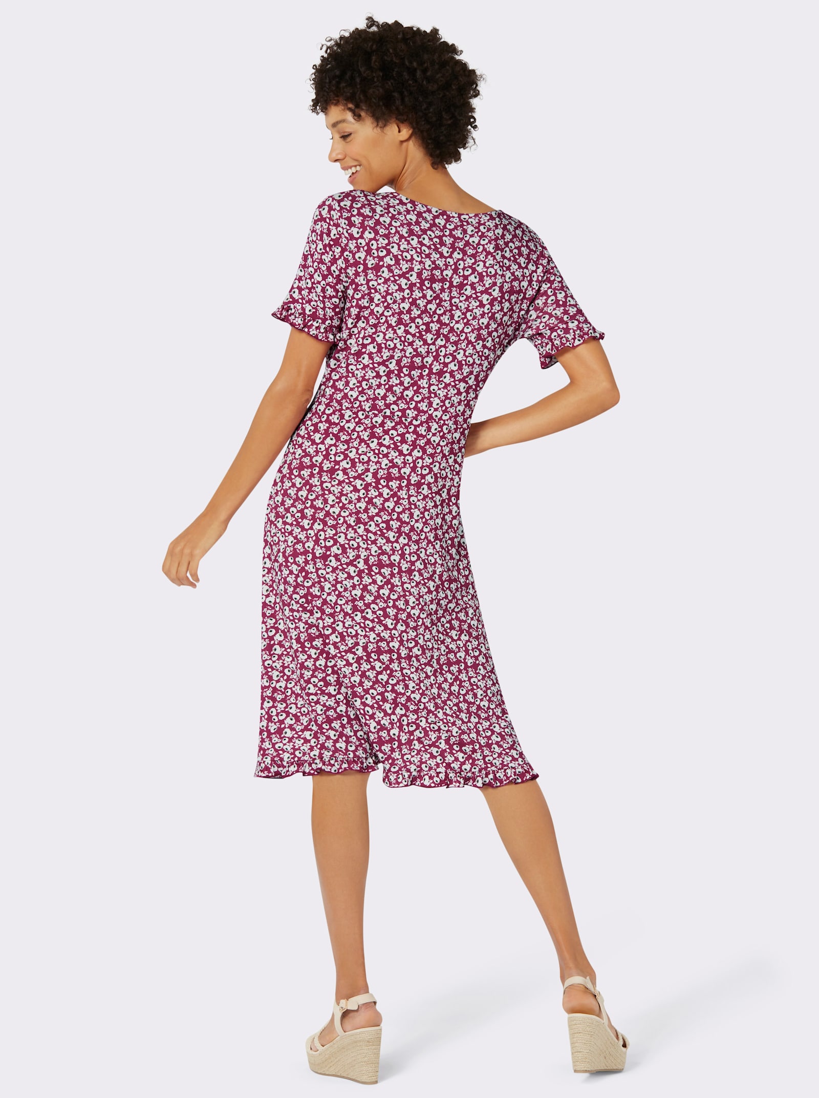 Robe en jersey, effet cache-cœur - bruyère imprimé