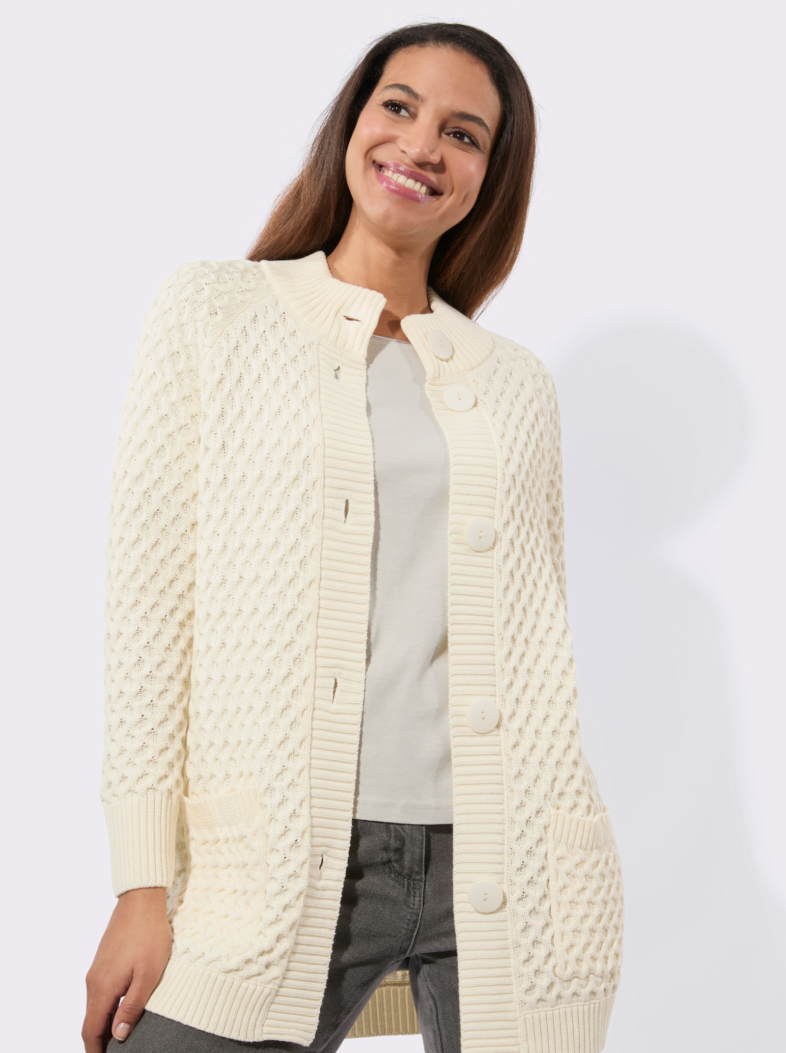 Lang vest met zakken - champagne