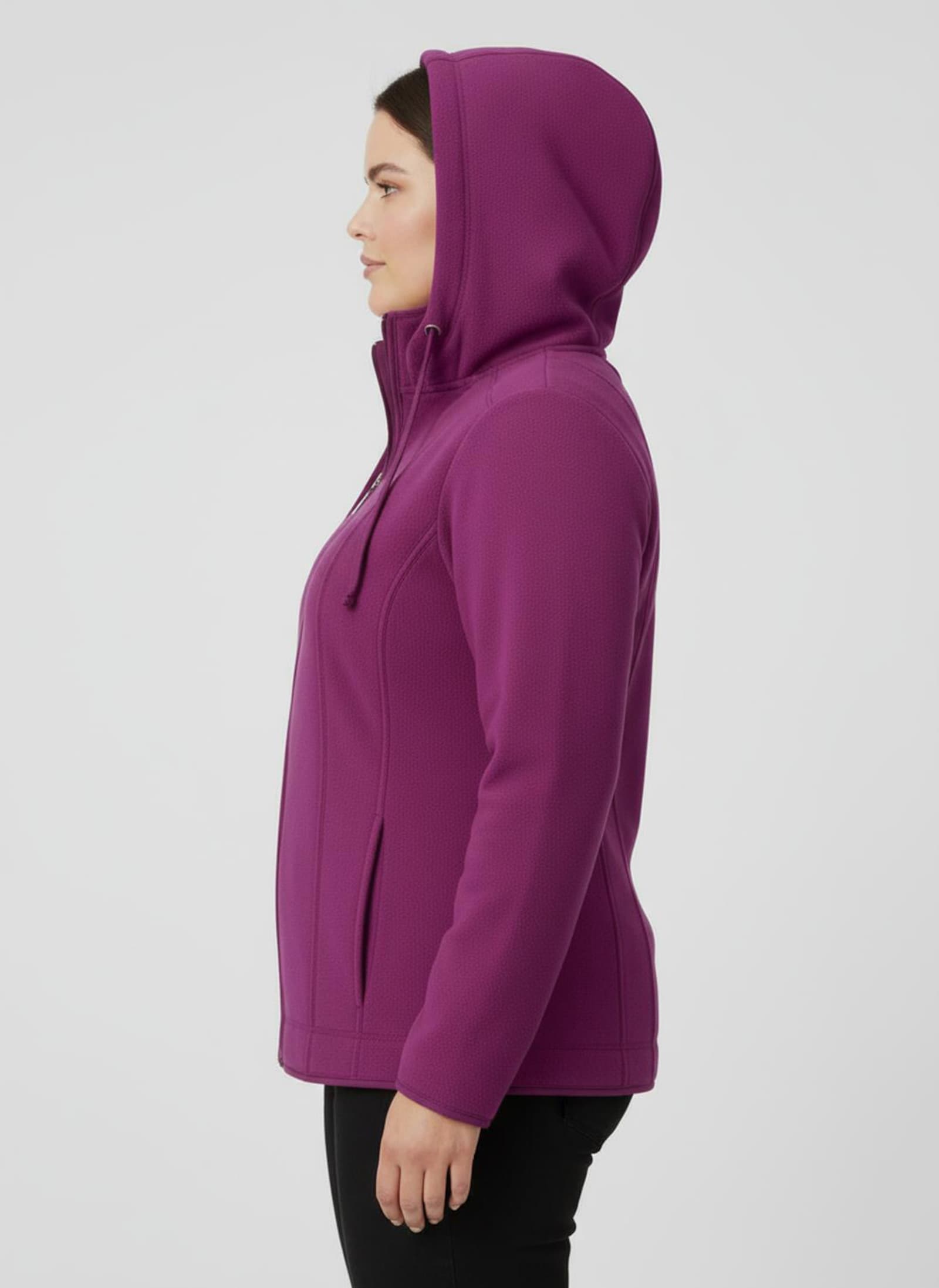 Fleecejacke mit abnehmbarer Kapuze - fuchsia