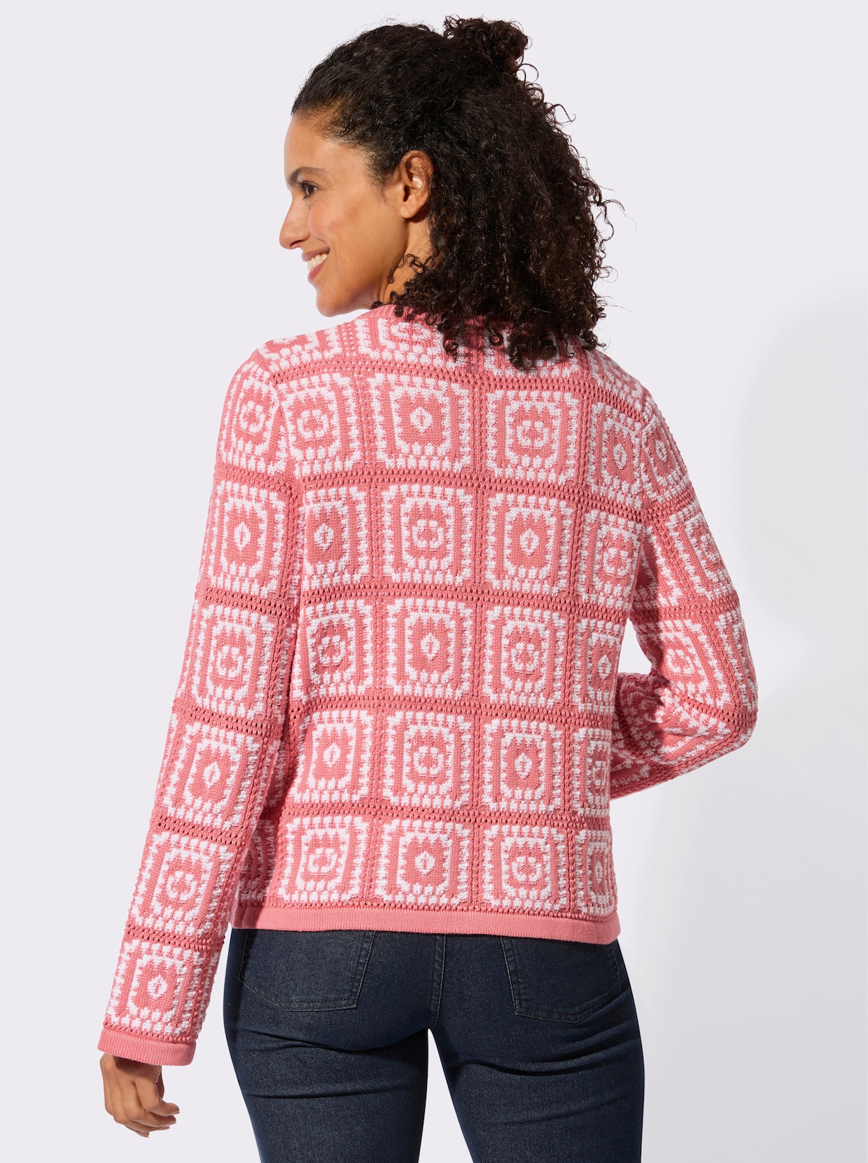 Strickjacke - flamingo-weiß