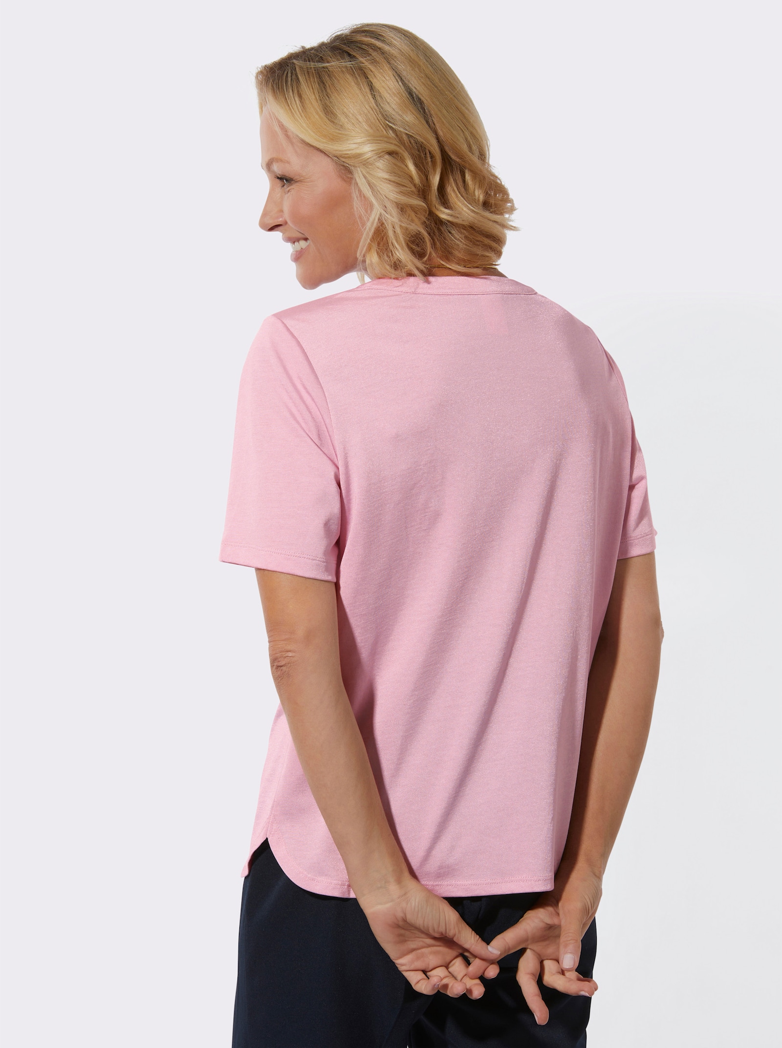 Kurzarmshirt in formstabiler Jersey-Qualität - rosé