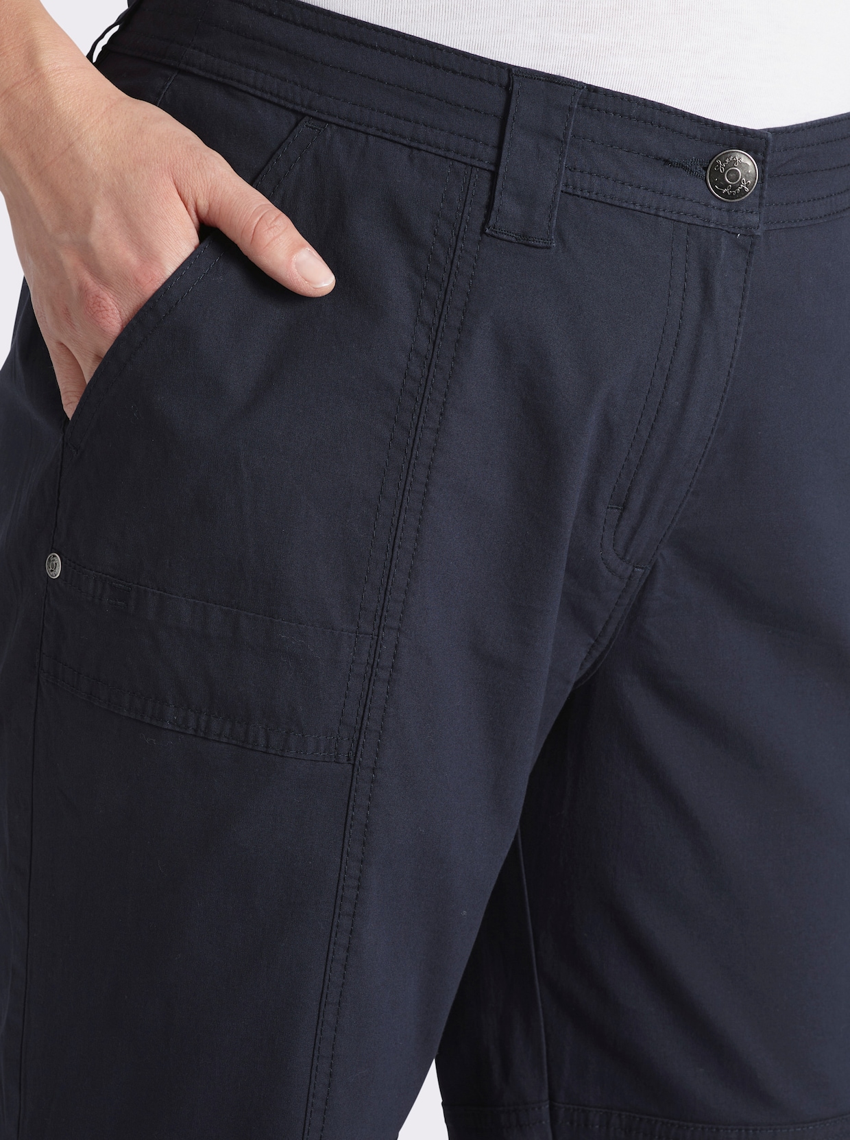 sheego Pantalon retroussable - bleu foncé