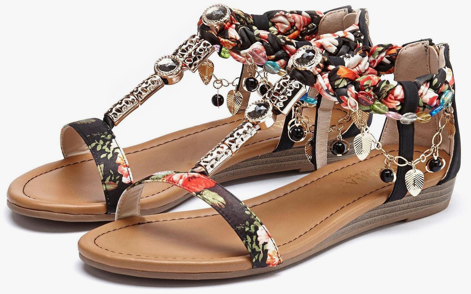 LASCANA Sandale - schwarz-rot-braun-bunt