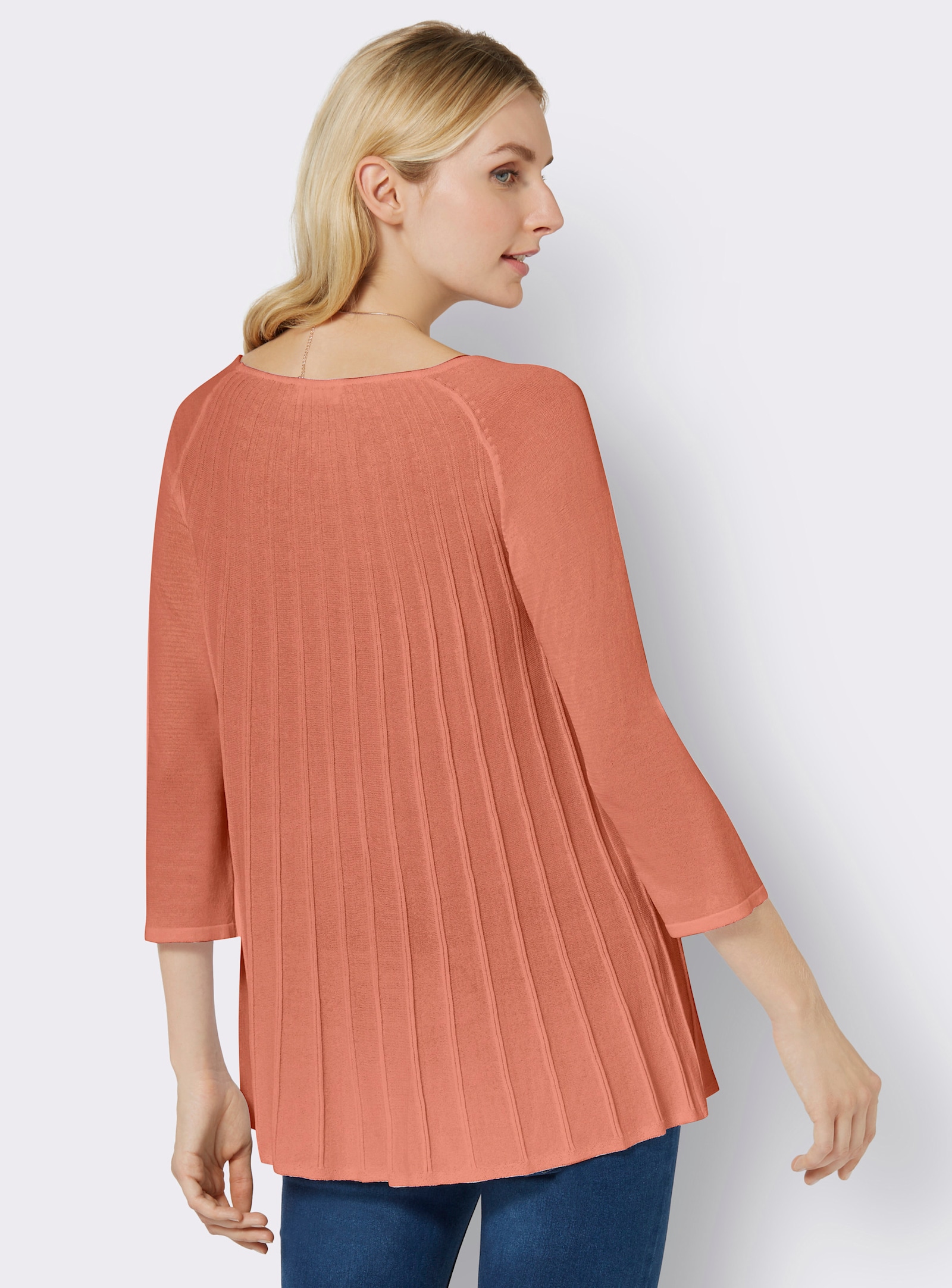 Rundhalspullover in A-Form - papaya