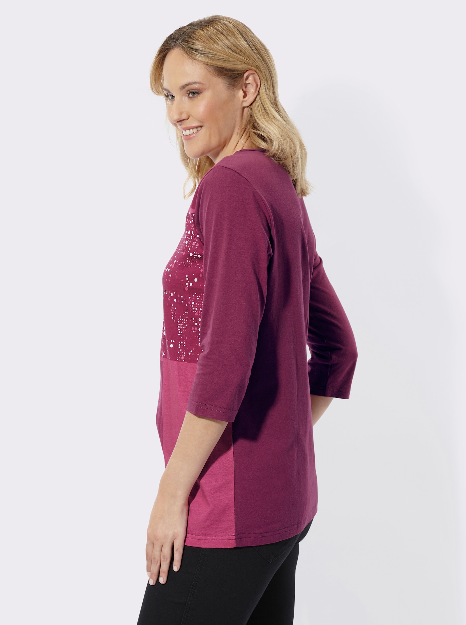Longshirt mit platziertem Druckmuster - malve-fuchsia