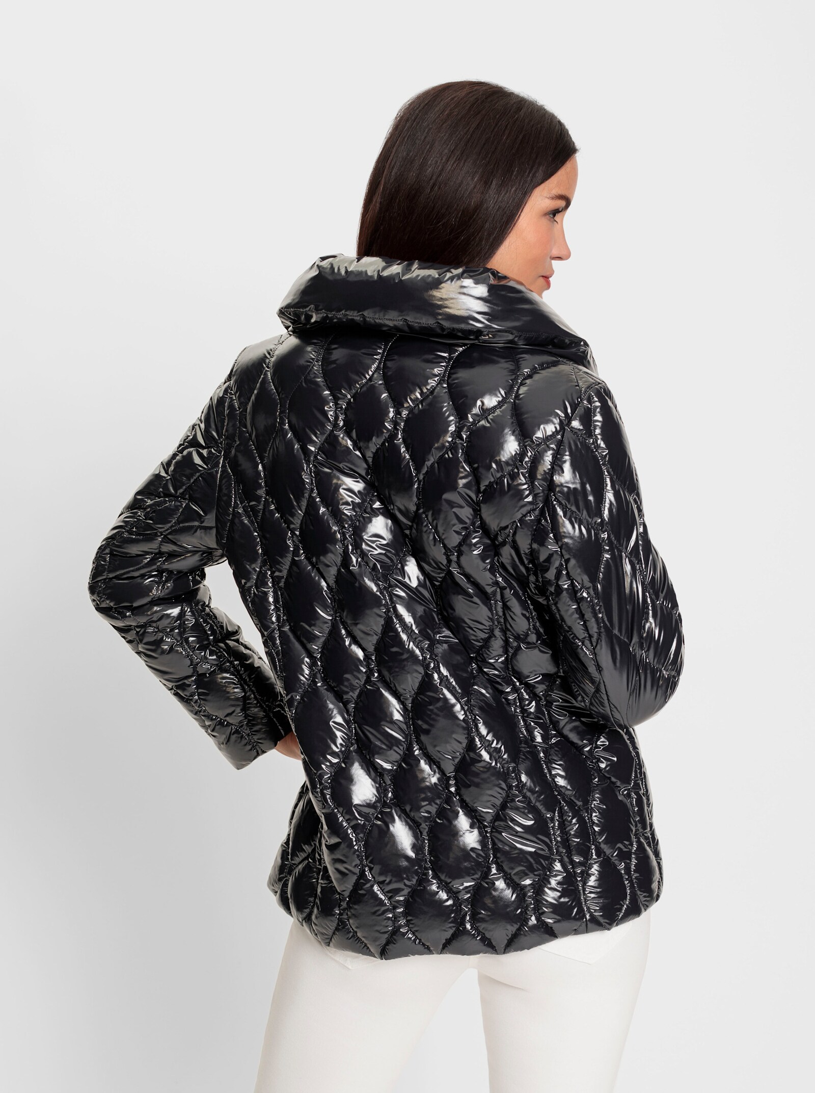 heine Winterjack in glanslook - zwart