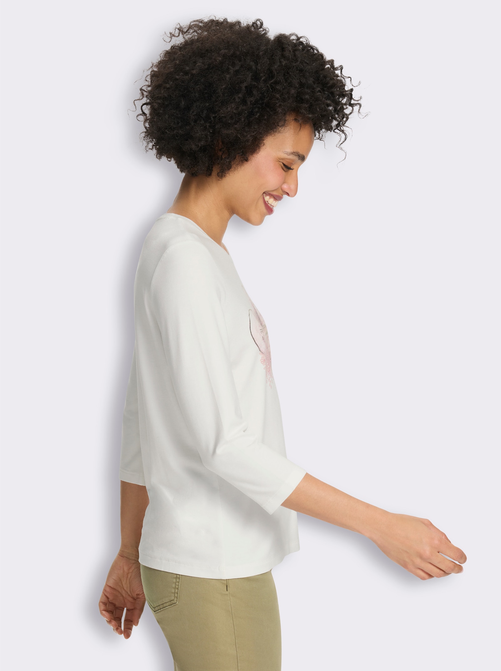 heine 3/4-Arm-Shirt mit Frontprint - ecru