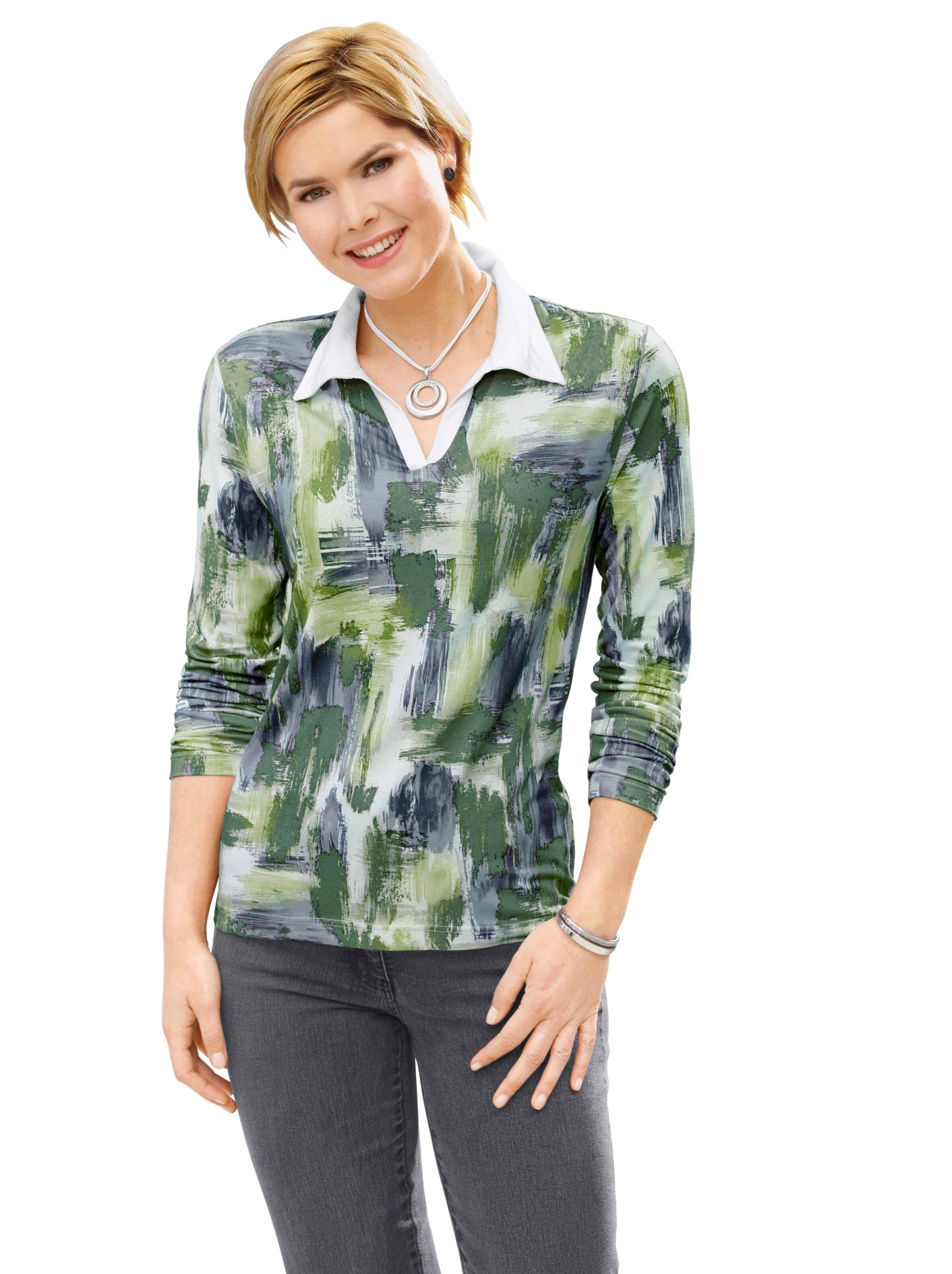 Shirt - schilf-grau-bedruckt